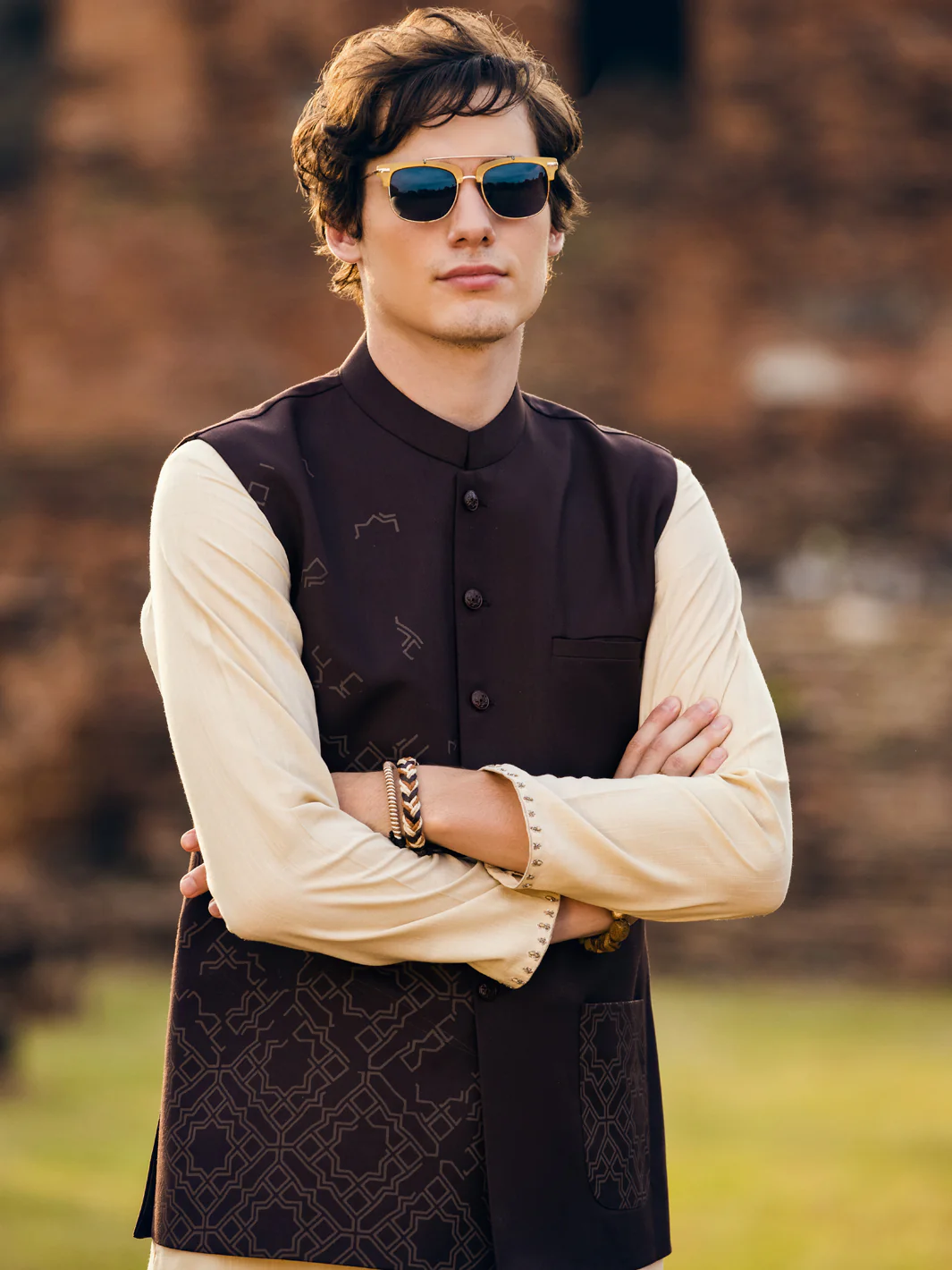 DARK BROWN BLENDED WAISTCOAT | AL-WC-US-487/AM-6144E - Image 4