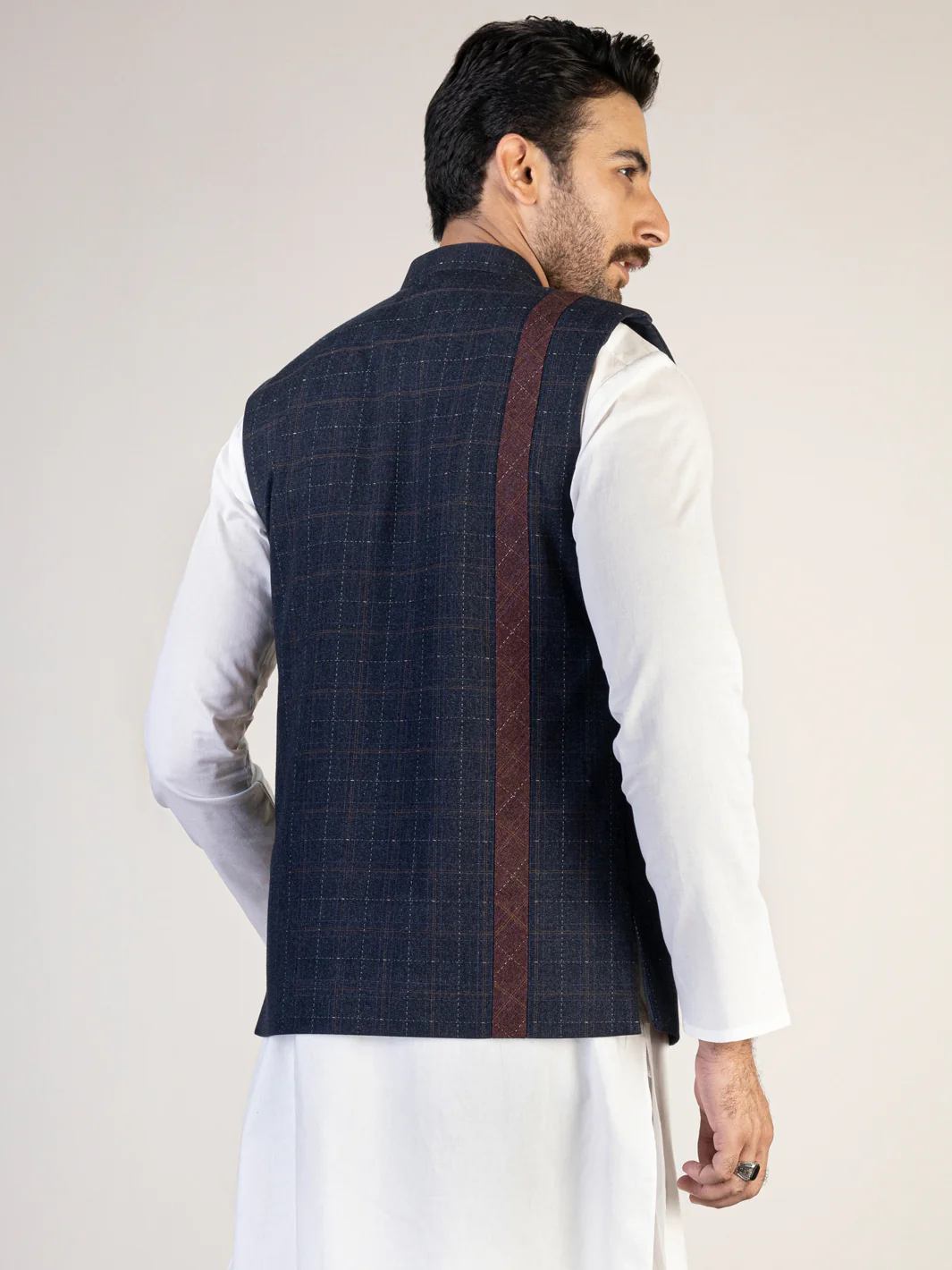 DARK BLUE BLENDED WAISTCOAT | AL-WC-US-488/JJ-8100A - Image 2