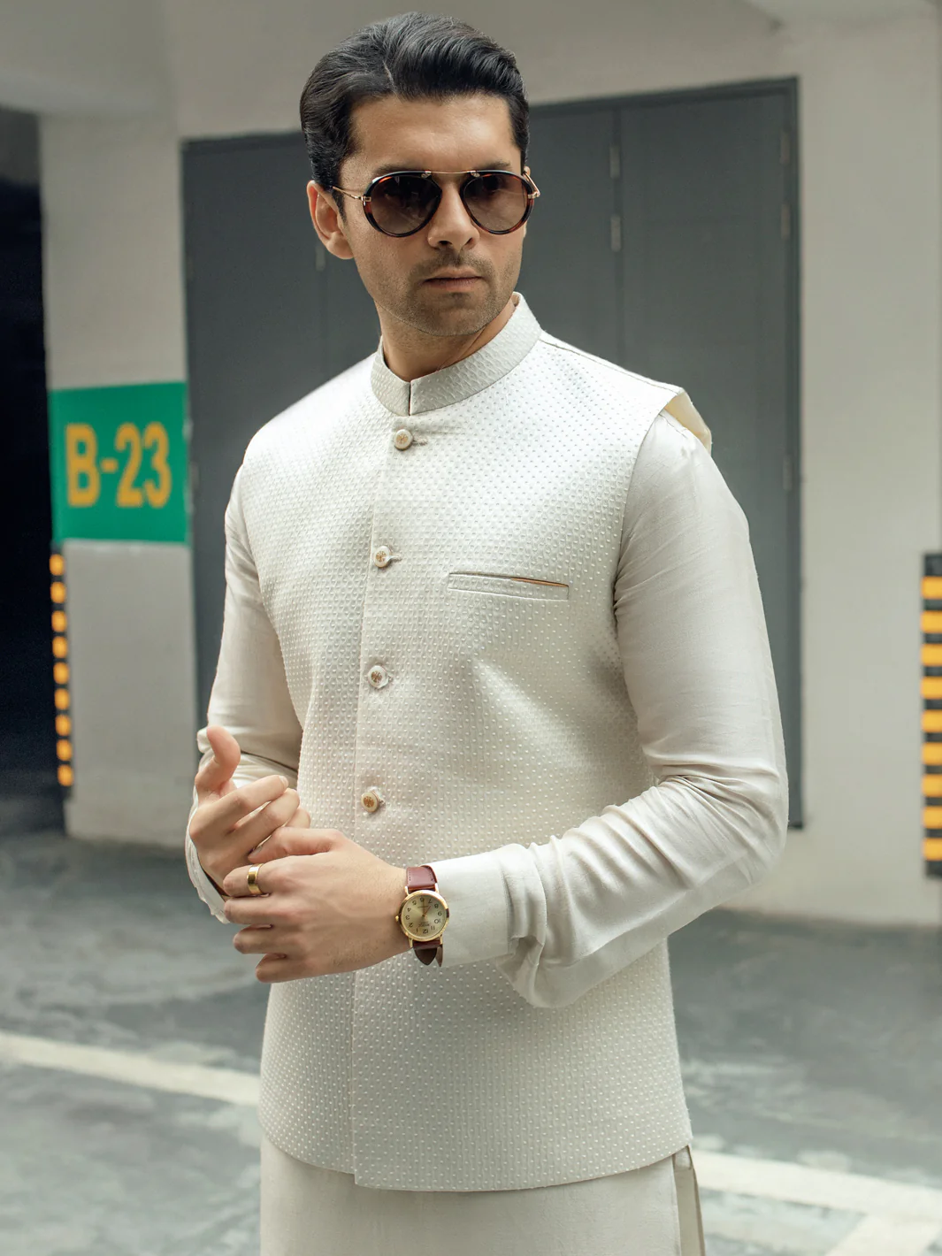 OFF WHITE BLENDED WAISTCOAT | AL-WC-US-505/AM-8041A - Image 2