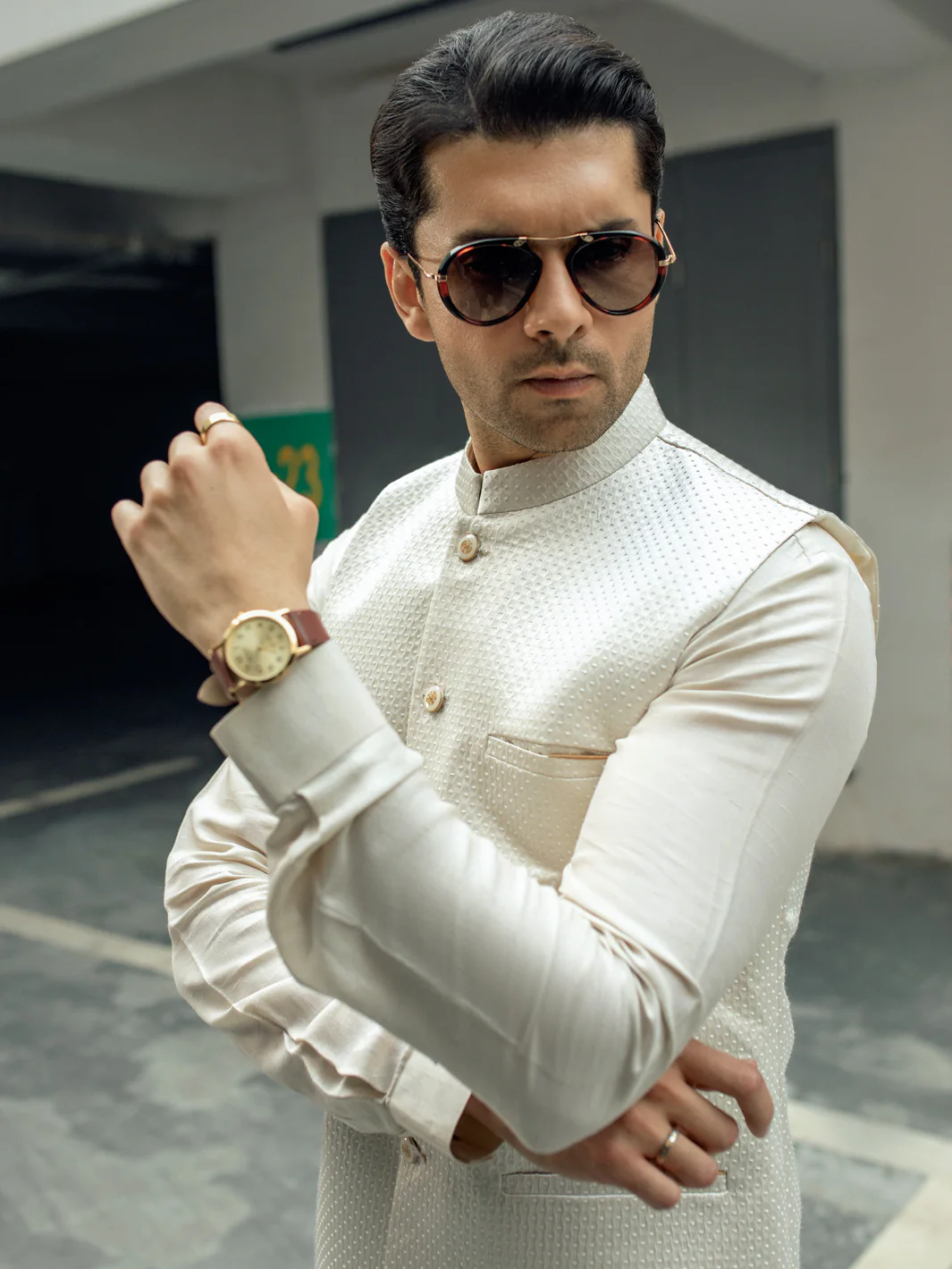 OFF WHITE BLENDED WAISTCOAT | AL-WC-US-505/AM-8041A - Image 4