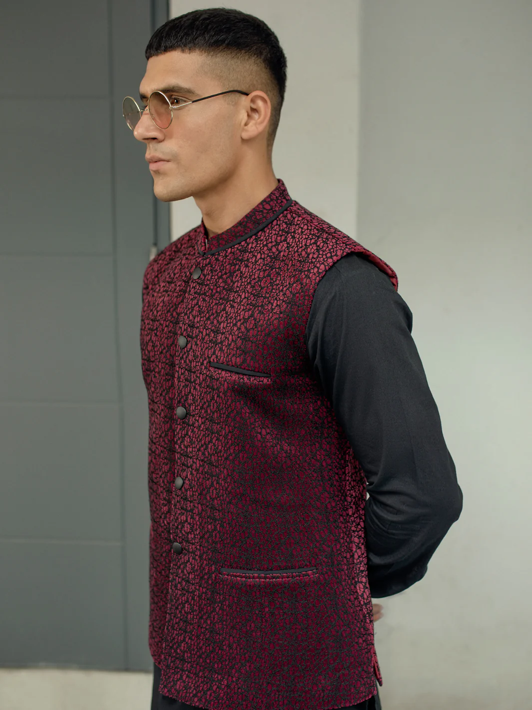 DARK MAROON WAISTCOAT | AL-WC-US-506/AM-8027A - Image 3