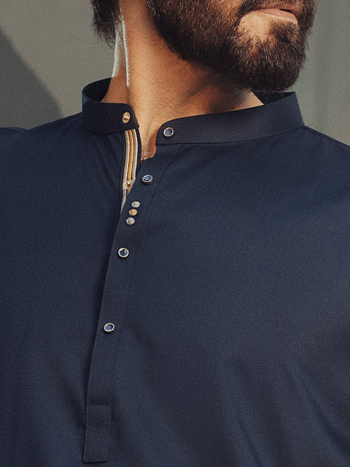 MIDNIGHT BLUE BLENDED KAMEEZ SHALWAR | ALET-KS-1013-R2/AM-6284C - Image 2