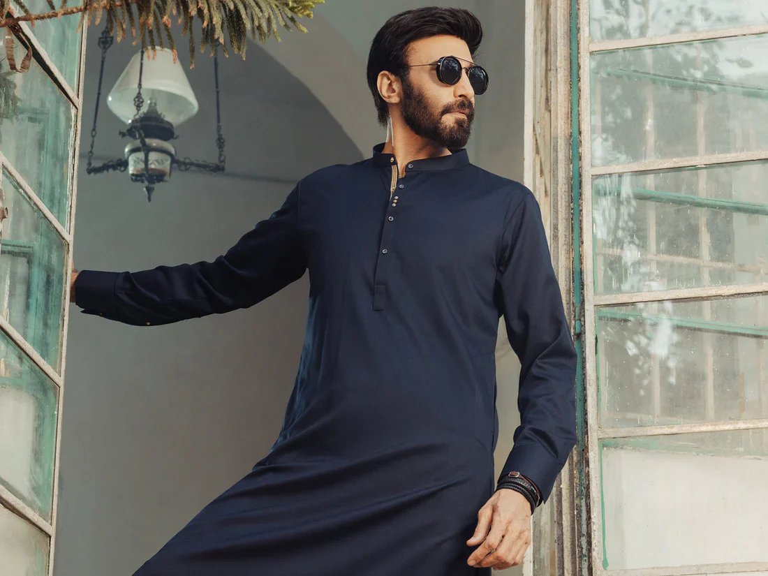MIDNIGHT BLUE BLENDED KAMEEZ SHALWAR | ALET-KS-1013-R2/AM-6284C - Image 3