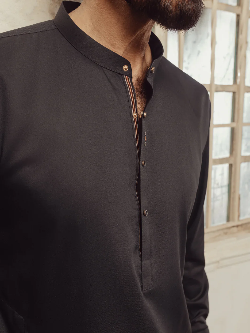 BLACK BLENDED KAMEEZ SHALWAR | ALET-KS-1014-R1/AM-6145-D7 - Image 4