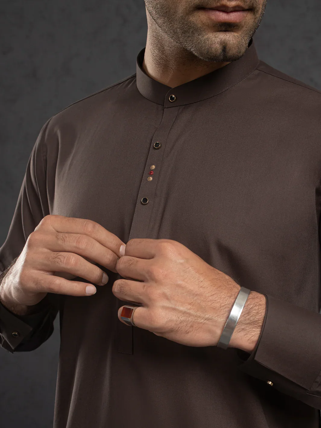 BROWN BLENDED KAMEEZ SHALWAR | ALET-KS-1015-R1/AM-6145-E11 - Image 2