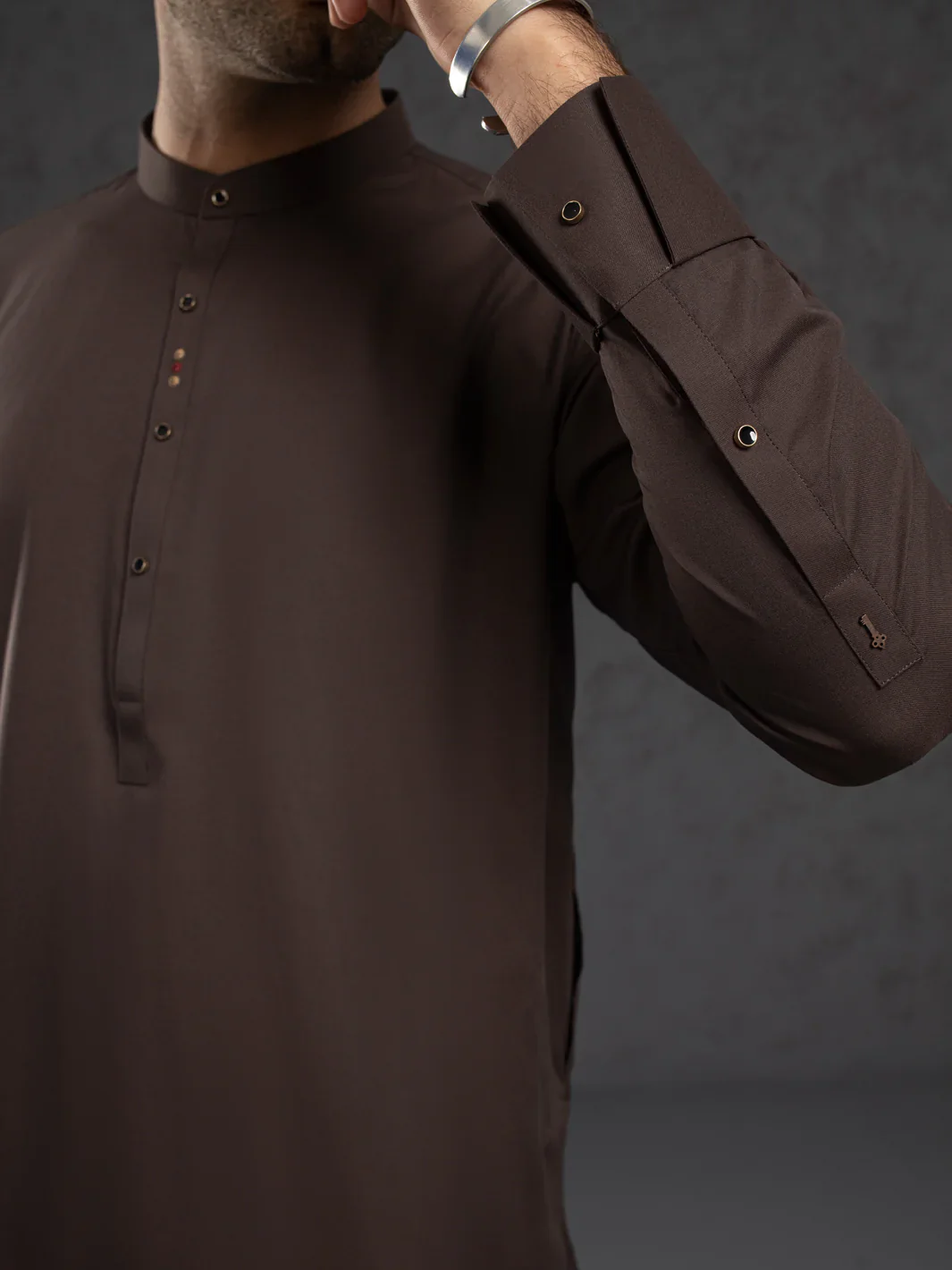 BROWN BLENDED KAMEEZ SHALWAR | ALET-KS-1015-R1/AM-6145-E11 - Image 4