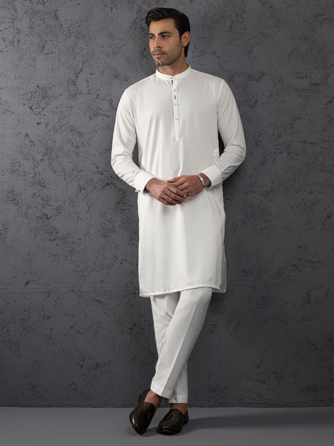 WHITE BLENDED KURTA TROUSERS | ALET-KT-1001-R2/AM-6283A - Image 5