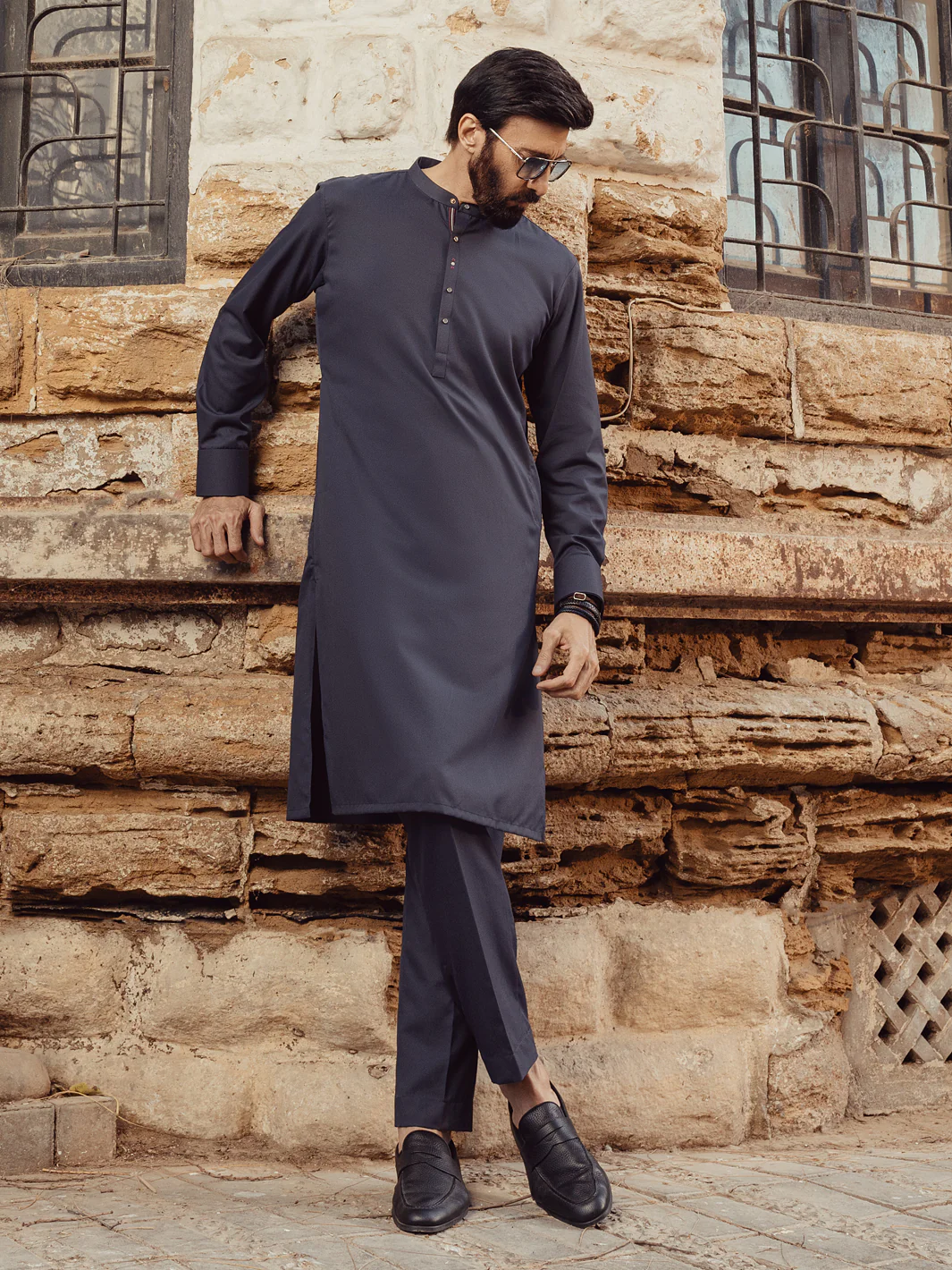 GREY BLENDED KURTA TROUSERS | ALET-KT-1002/AM-6145-B2 - Image 2