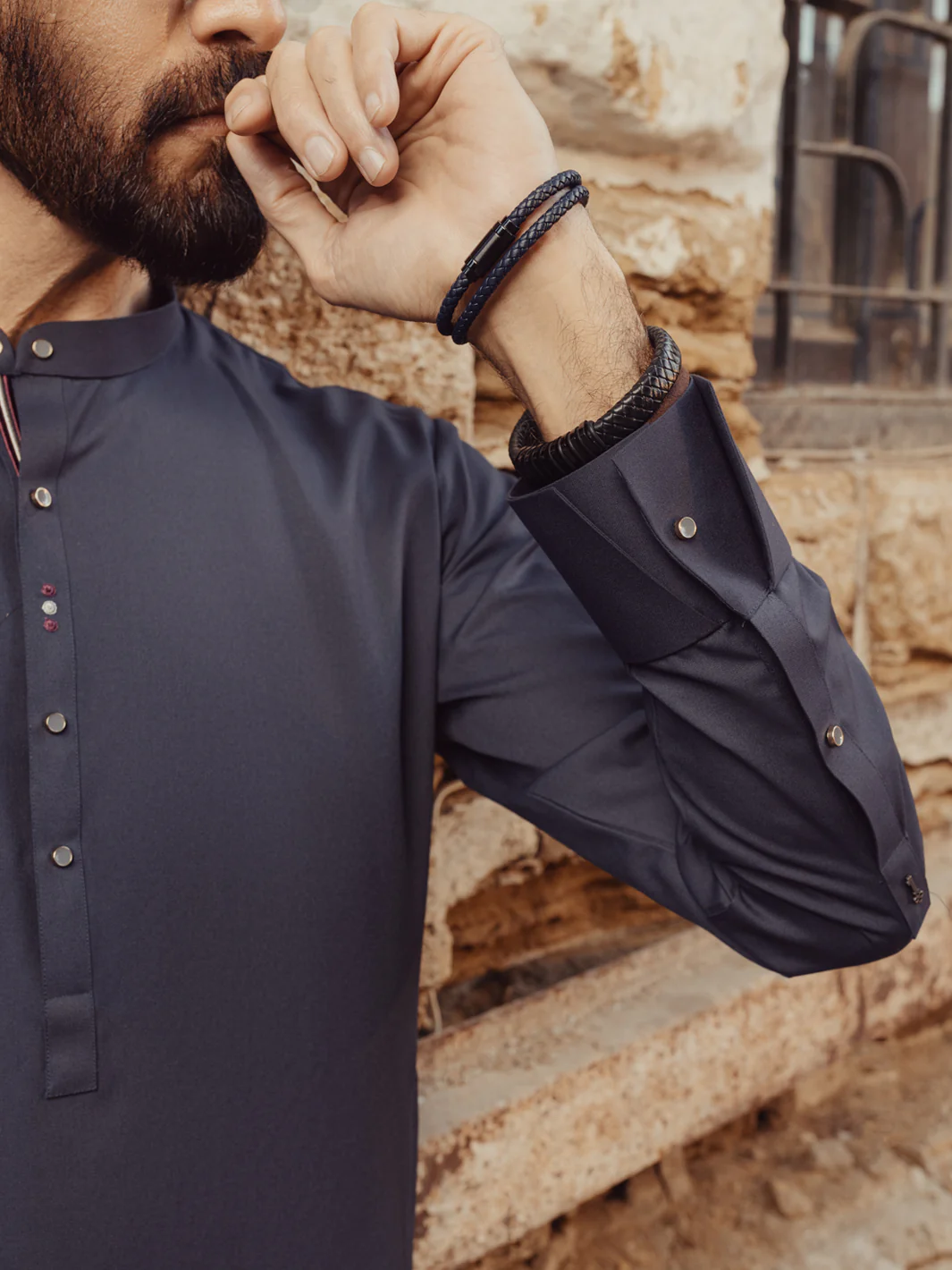 GREY BLENDED KURTA TROUSERS | ALET-KT-1002/AM-6145-B2 - Image 4