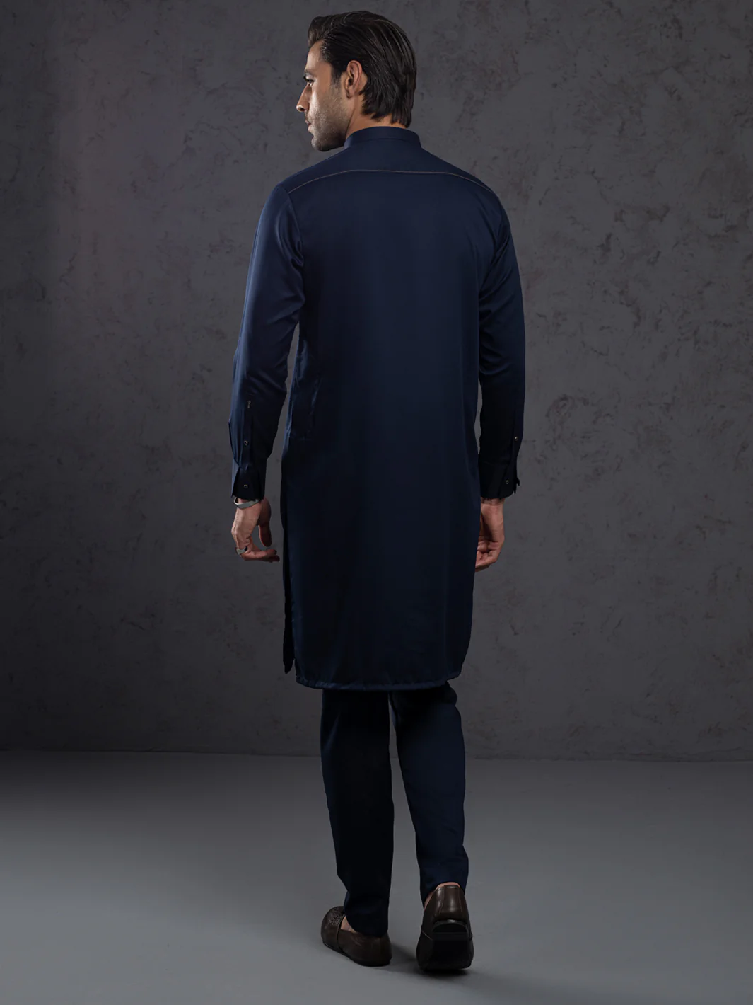 MIDNIGHT BLUE BLENDED KURTA TROUSERS | ALET-KT-1003/AM-6145-C3 - Image 3