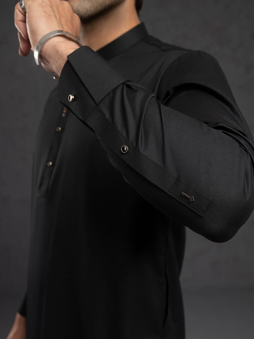 BLACK BLENDED KURTA TROUSERS | ALET-KT-1004/AM-6145-D3 - Image 3
