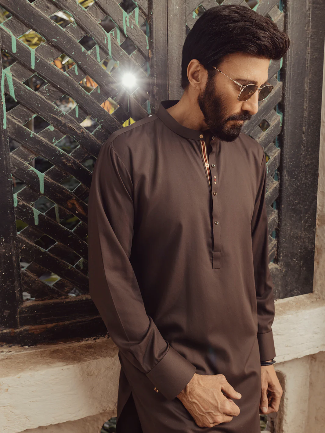 BROWN BLENDED KURTA TROUSERS | ALET-KT-1005/AM-6145-E2 - Image 2