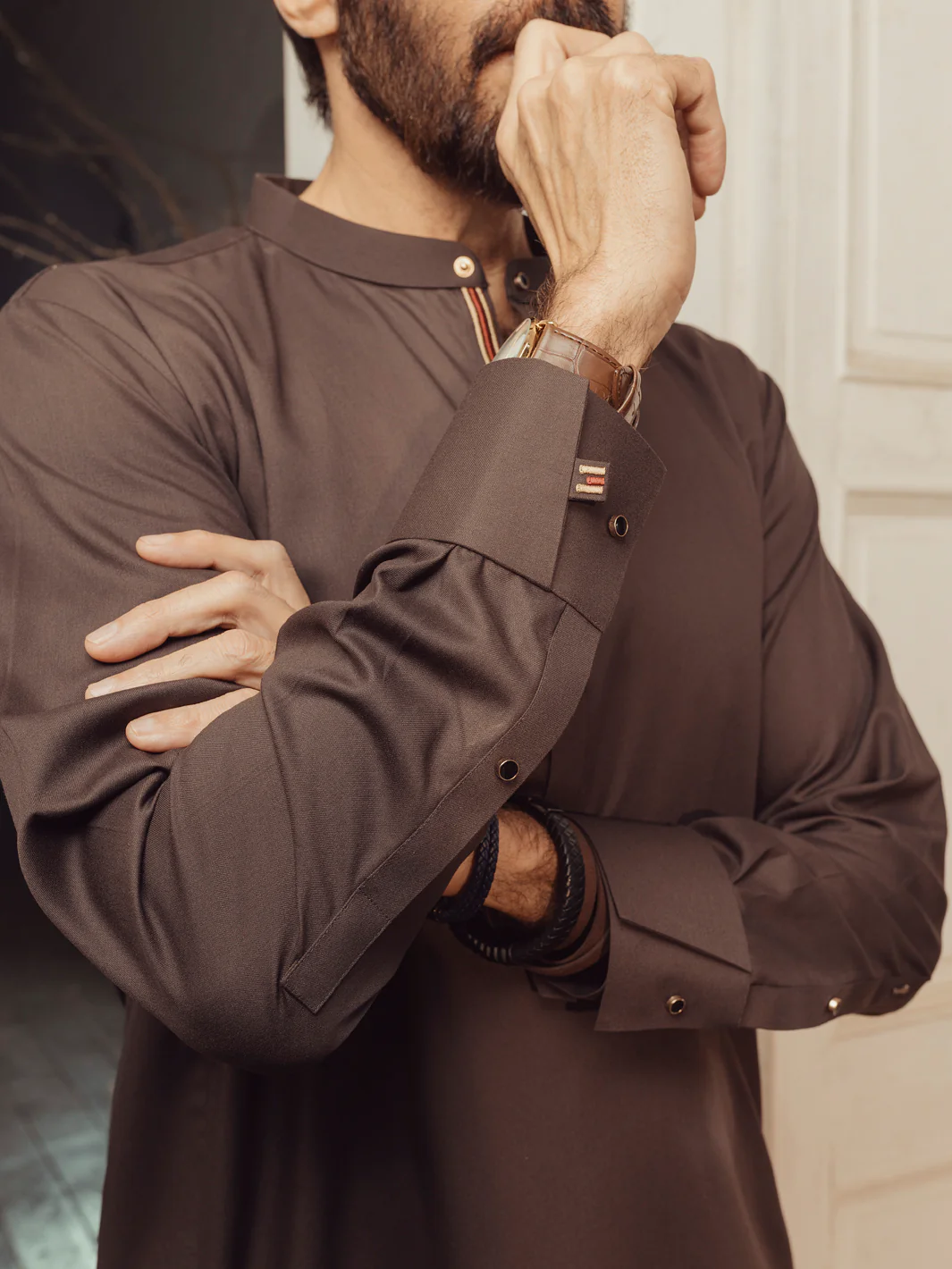 BROWN BLENDED KURTA TROUSERS | ALET-KT-1005/AM-6145-E2 - Image 3