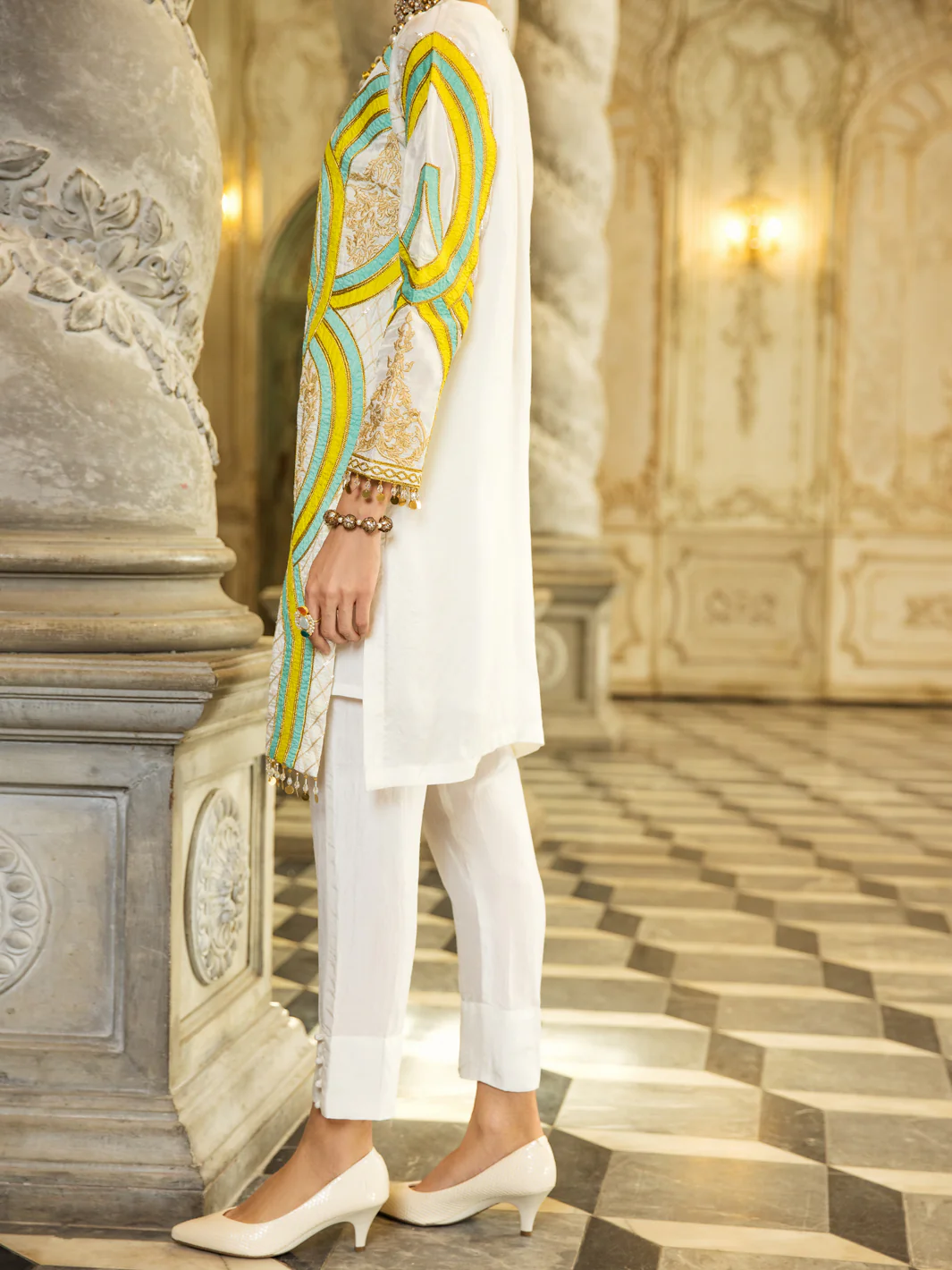 WHITE RAW SILK 2PC STITCHED | ALP-2PS-LKS-US-1277/AM-2410F - Image 2