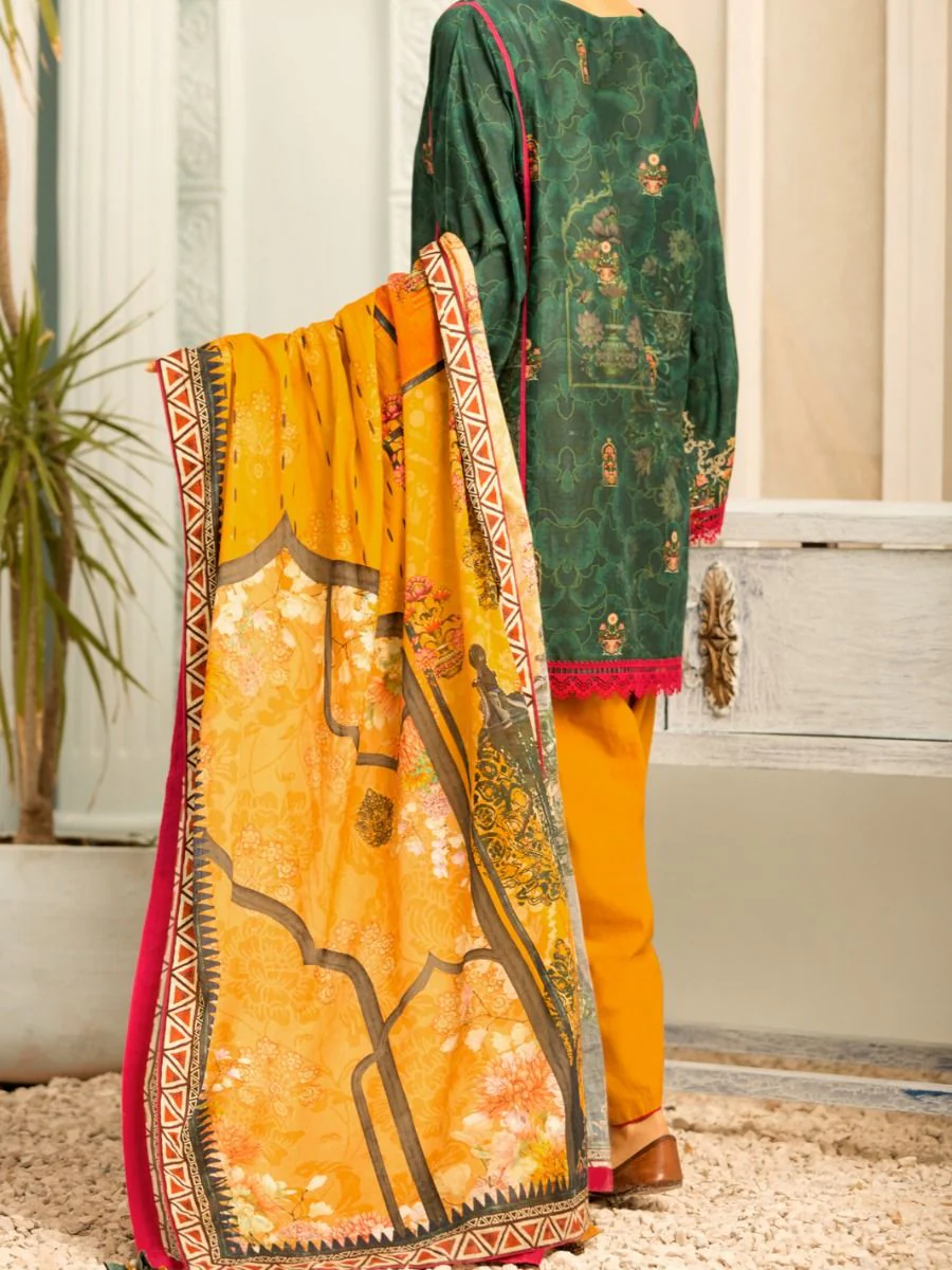 TEAL LAWN 2PC UNSTITCHED | ALP-2PS-US-1201 FB-1201A - Image 3