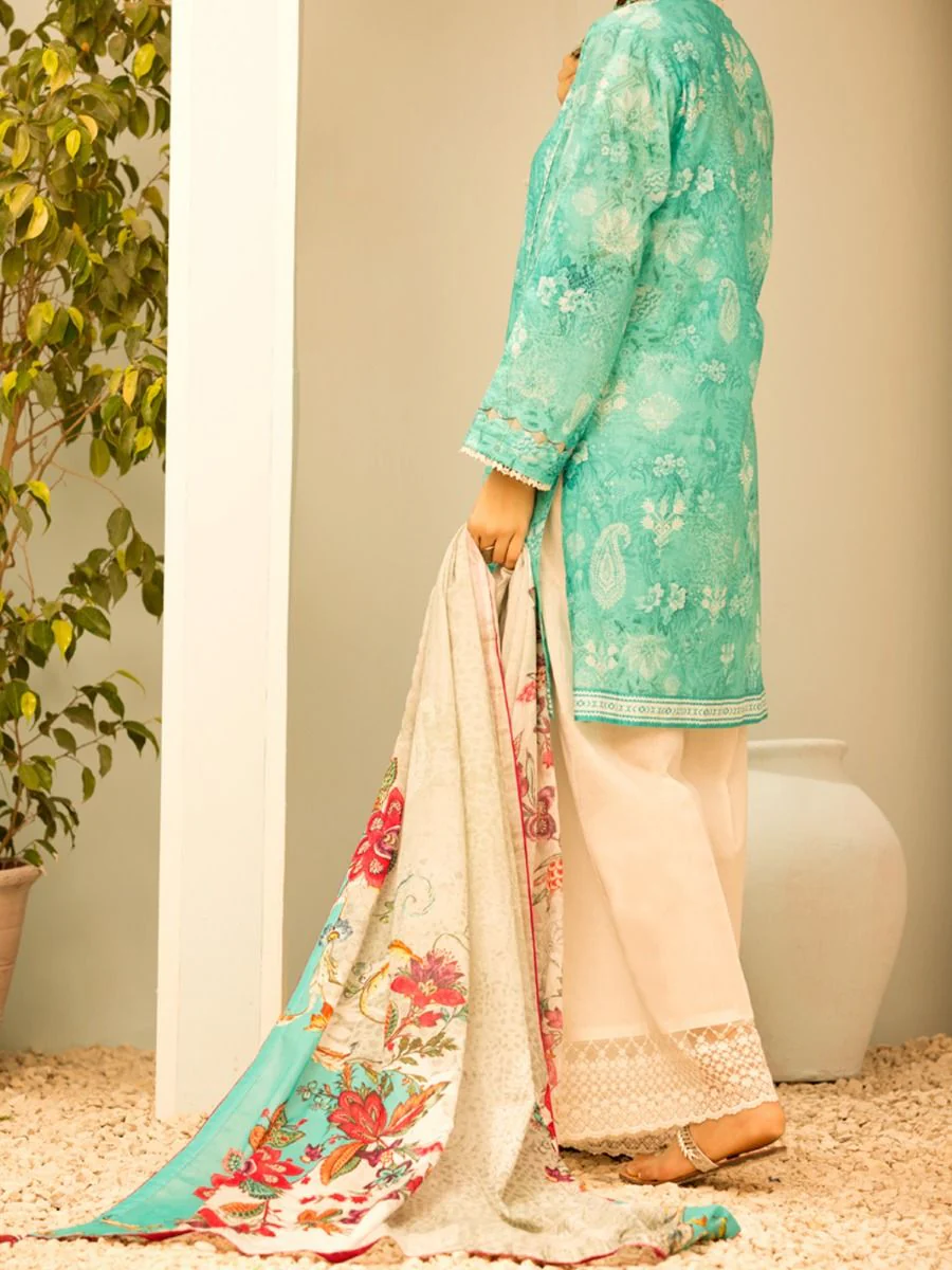 AQUA LAWN 2PC UNSTITCHED | ALP-2PS-US-1203 FB-1203A - Image 3