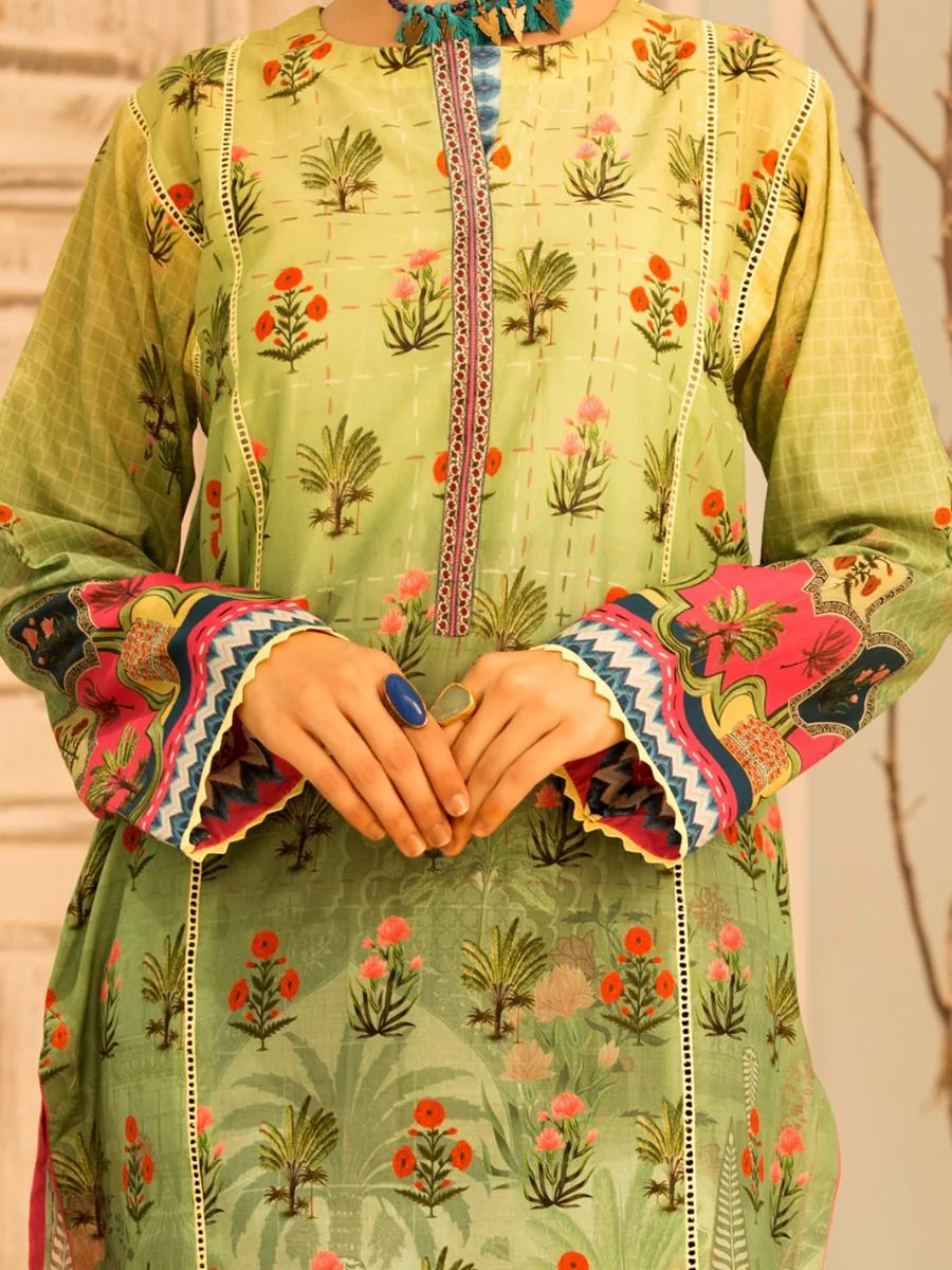 SAGA GREEN LAWN 2PC UNSTITCHED | ALP-2PS-US-1206 FB-1206A - Image 2