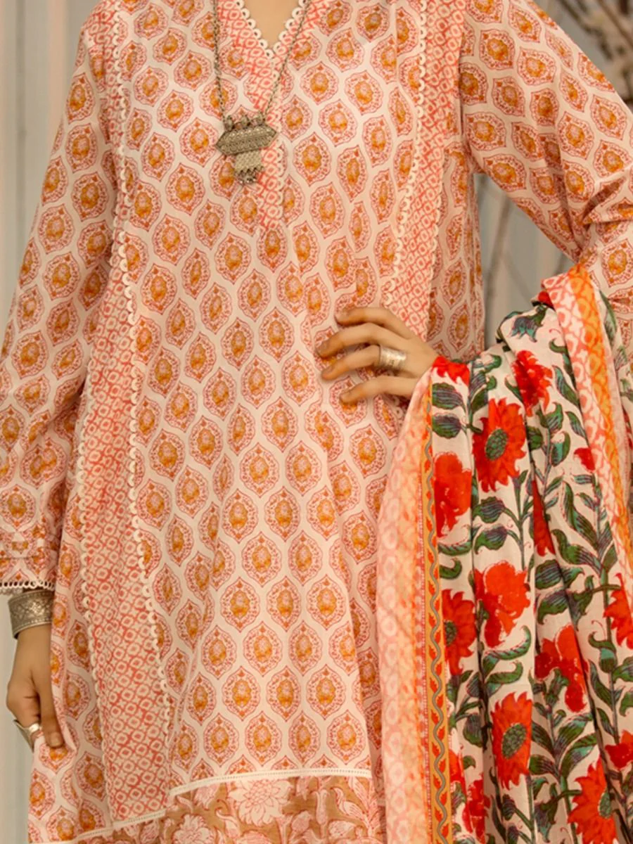 OFF WHITE LAWN 2PC UNSTITCHED | ALP-2PS-US-1207 FB-1207A - Image 2