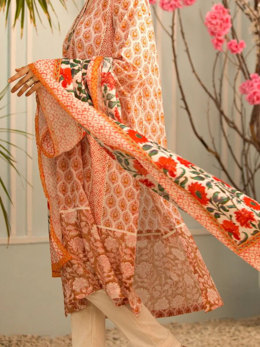 OFF WHITE LAWN 2PC UNSTITCHED | ALP-2PS-US-1207 FB-1207A - Image 3