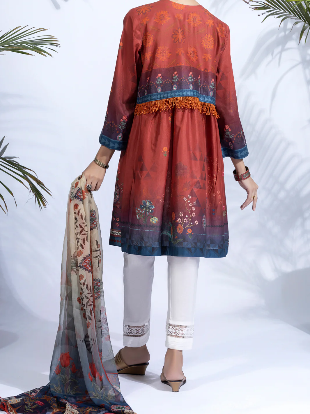 ORANGE LAWN 2PC UNSTITCHED | ALP-2PS-US-1326 FB-1326A - Image 2
