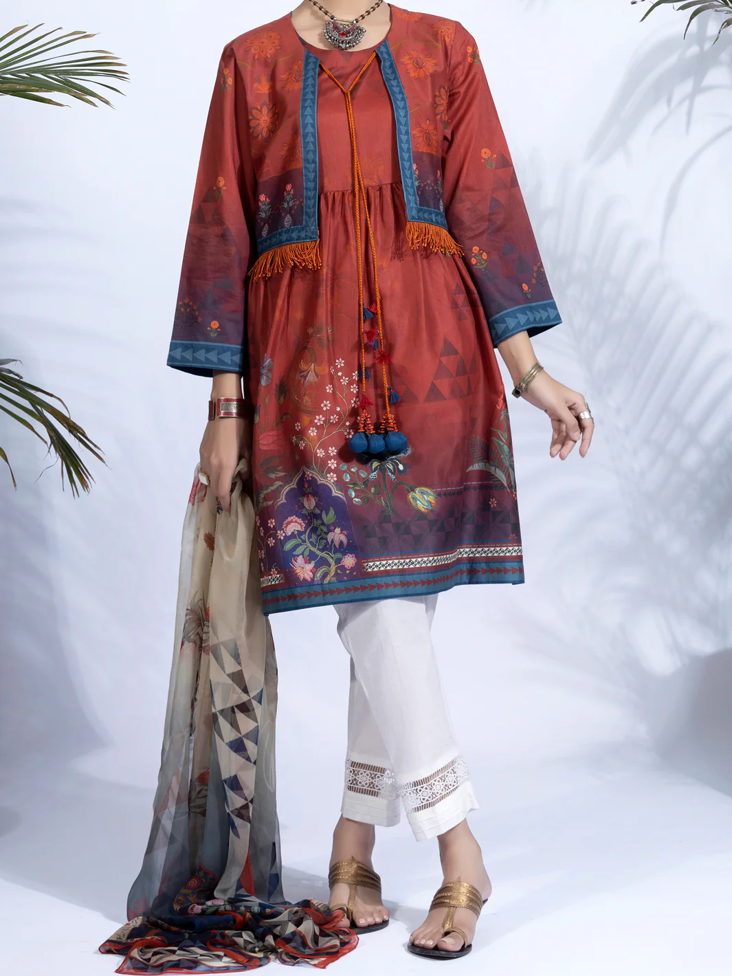 ORANGE LAWN 2PC UNSTITCHED | ALP-2PS-US-1326 FB-1326A - Image 3
