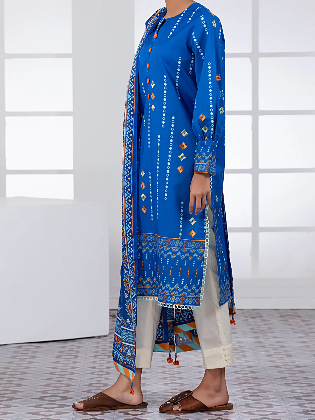 NAVY BLUE LAWN 2PC UNSTITCHED | ALP-2PS-US-1452A FB-1452A - Image 4