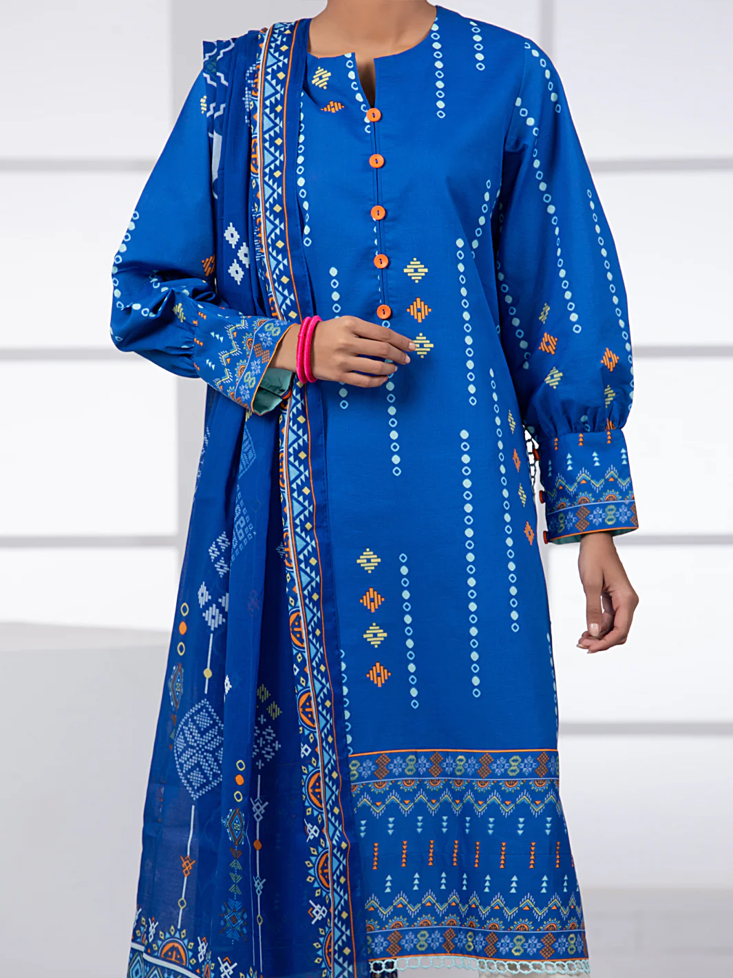 NAVY BLUE LAWN 2PC UNSTITCHED | ALP-2PS-US-1452A FB-1452A - Image 5