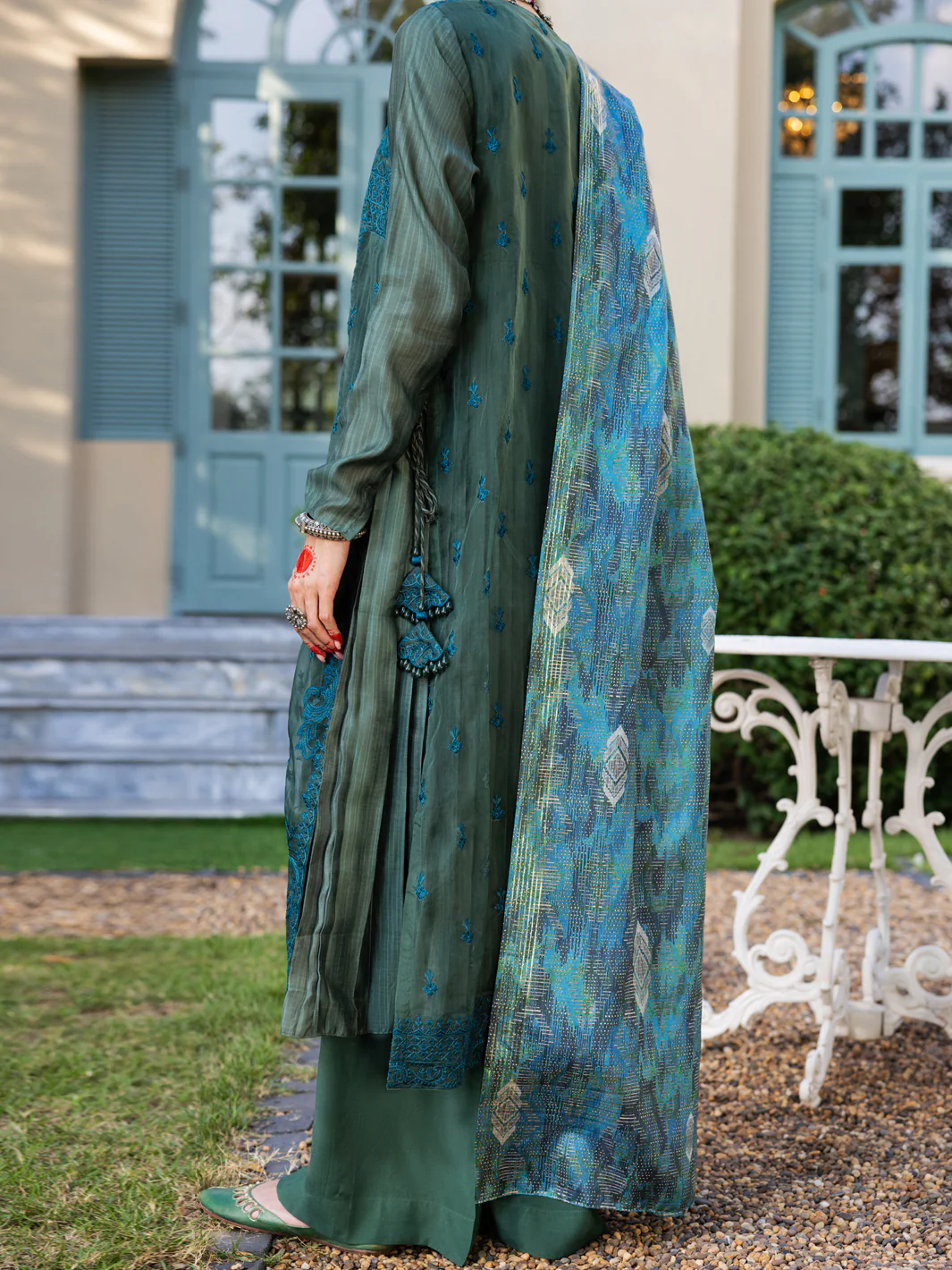 MEHNDI GREEN SALSA SILK 3PC STITCHED | ALP-3PS-1659/S FB-1659A - Image 2