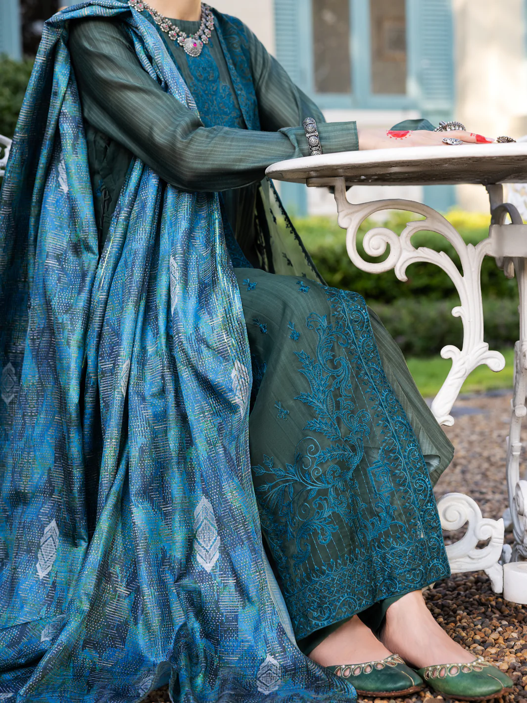 MEHNDI GREEN SALSA SILK 3PC STITCHED | ALP-3PS-1659/S FB-1659A - Image 3