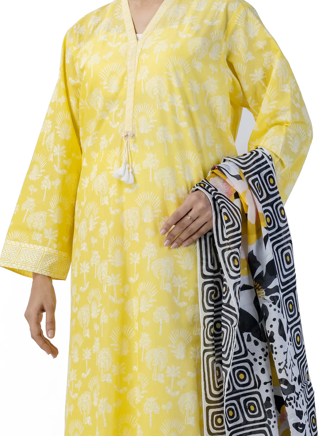 YELLOW LAWN 3PC UNSTITCHED | ALP-3PS-1748 FB-1748A - Image 3