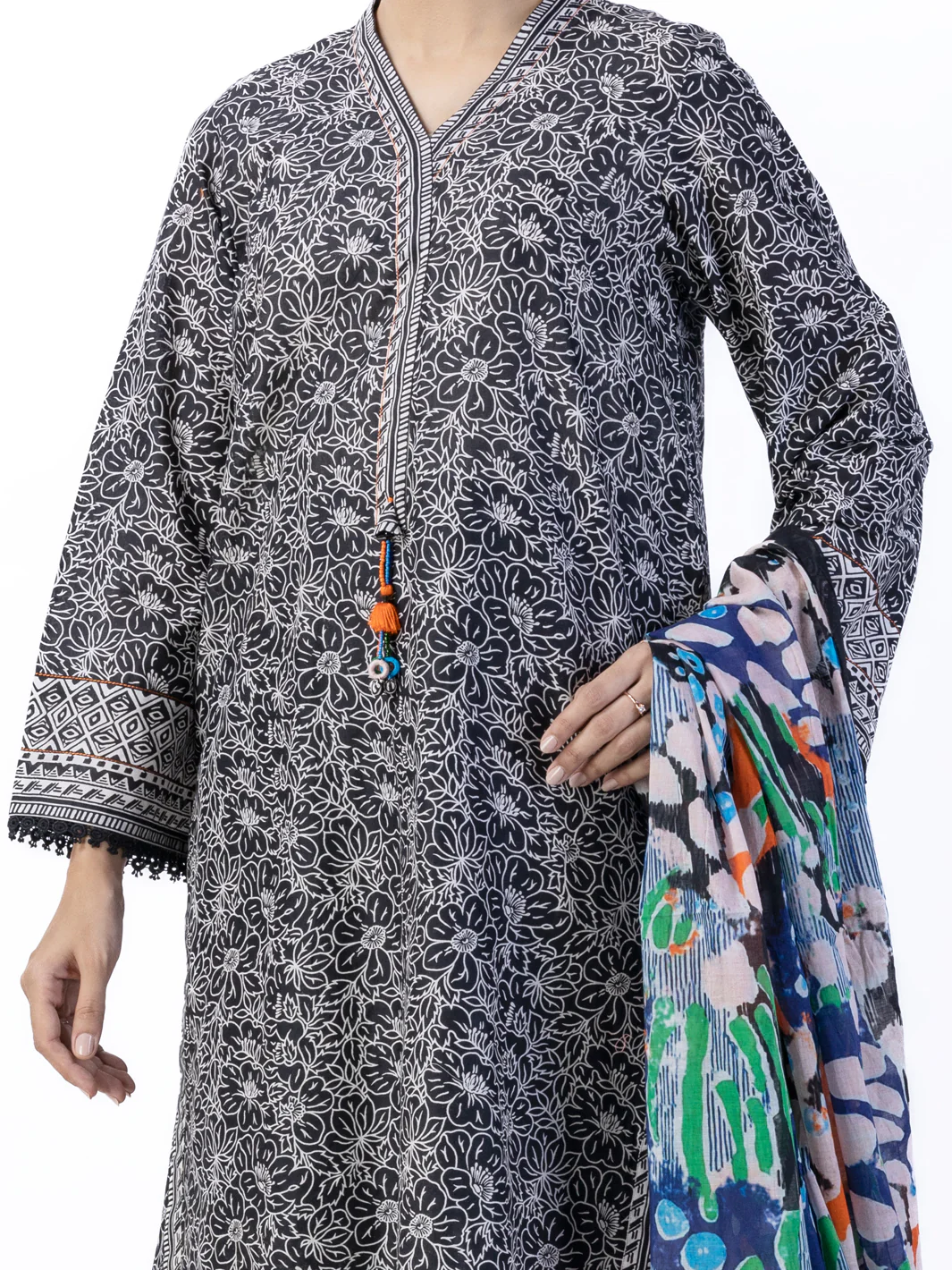 BLACK LAWN 3PC UNSTITCHED | ALP-3PS-1750 FB-1750A - Image 3