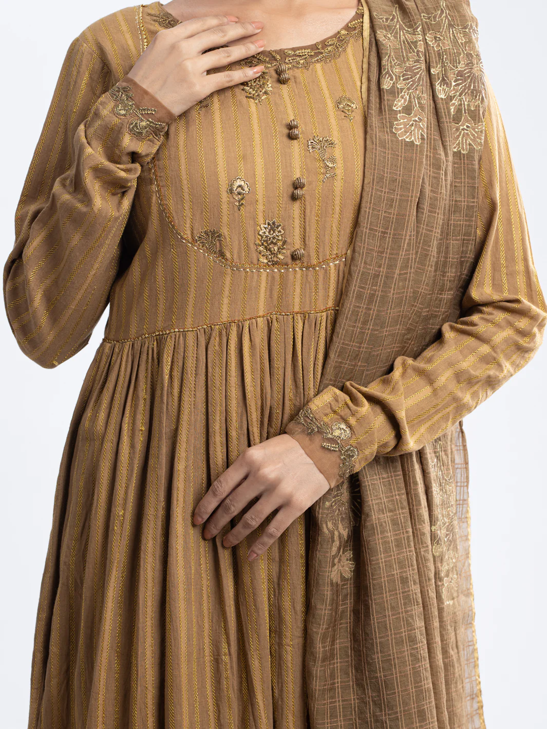 BROWN LINO KARA 3PC UNSTITCHED | ALP-3PS-1800 FB-1800A - Image 3