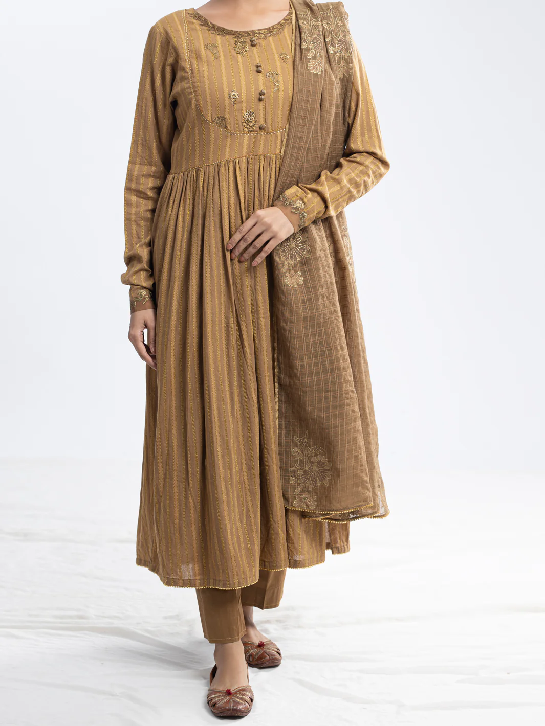 BROWN LINO KARA 3PC UNSTITCHED | ALP-3PS-1800 FB-1800A - Image 4