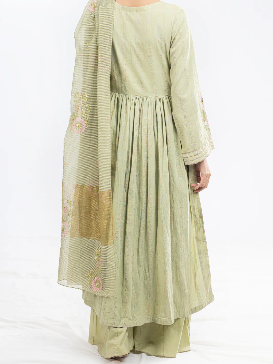 LIGHT GREEN STRIP JACQUARD 3PC STITCHED | ALP-3PS-1803/S AM-2883A - Image 2