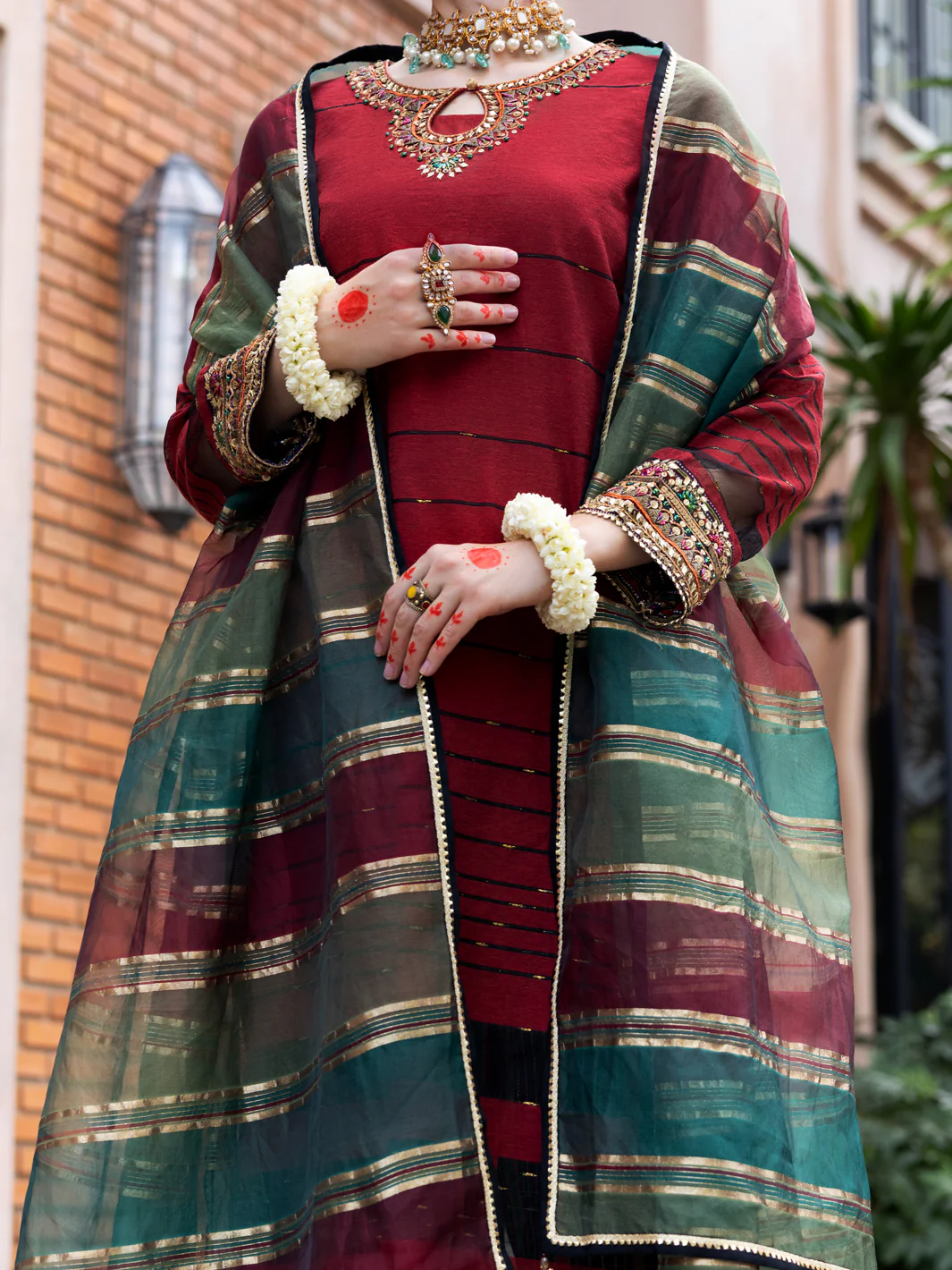 MAROON YARN DYED 3PC STITCHED | ALP-3PS-1853/S AM-2787A - Image 2