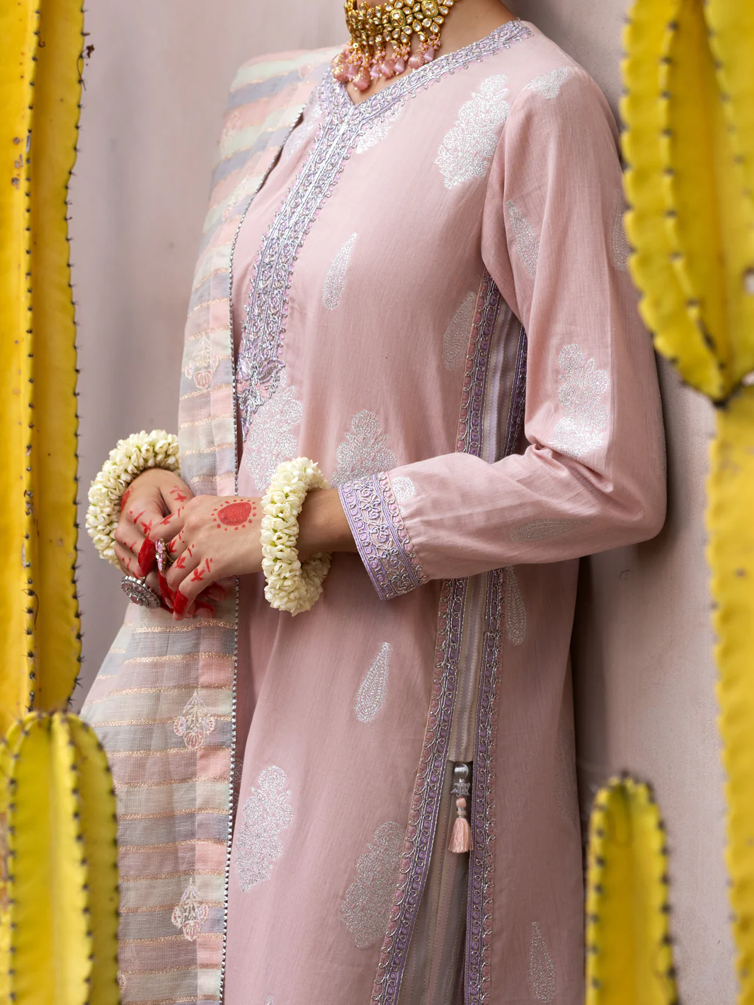 LIGHT PINK JACQUARD 3PC STITCHED | ALP-3PS-1854/S AM-2852A - Image 3