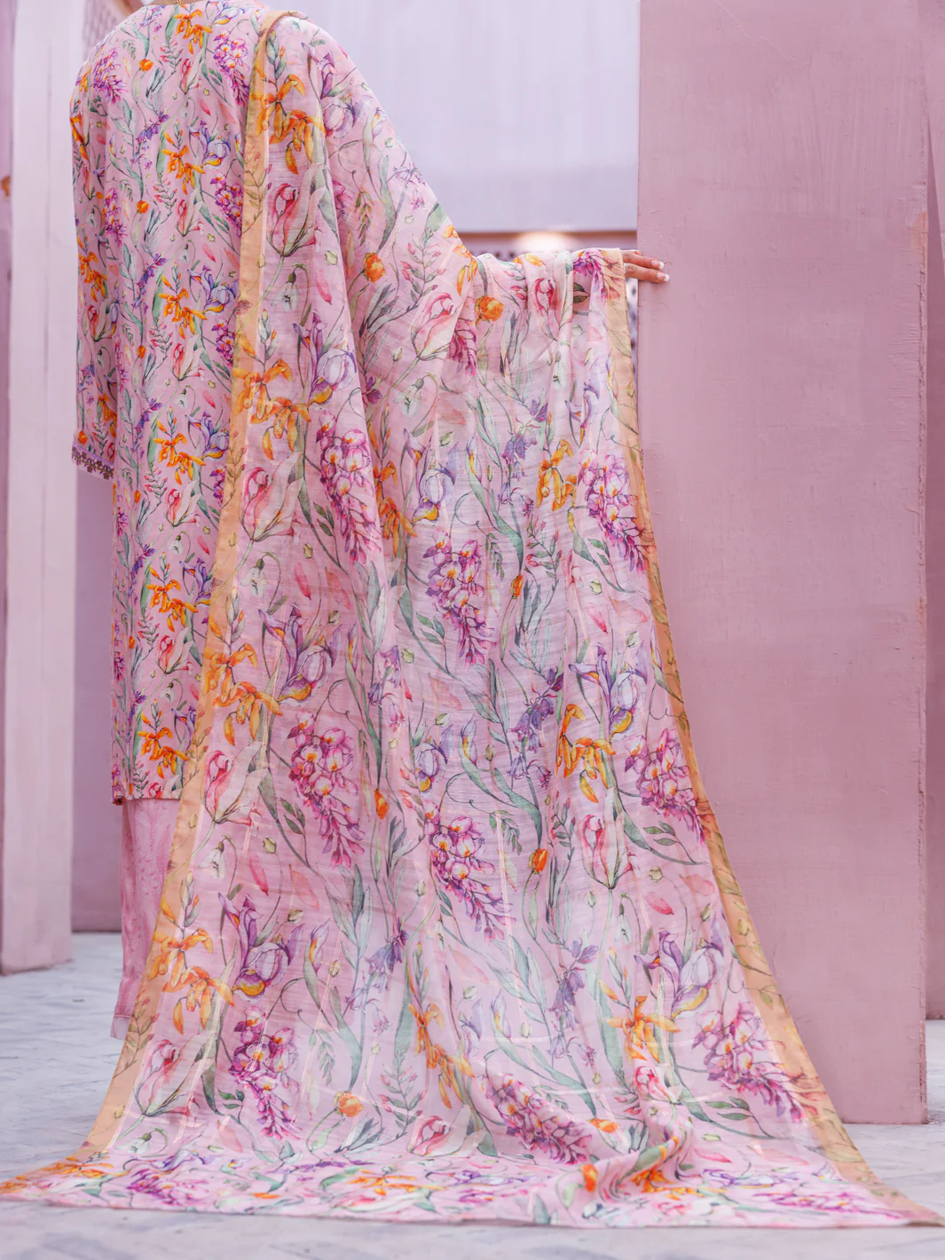 PINK MAPLE SILK 3PC UNSTITCHED | ALP-3PS-1909 FB-1909A - Image 2