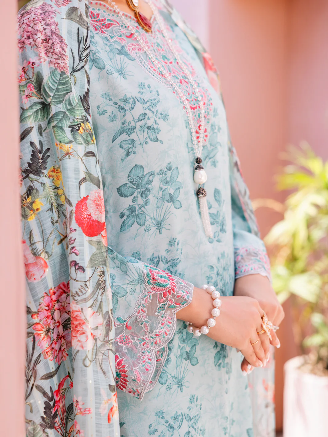 AQUA BLUE MAPLE SILK 3PC STITCHED | ALP-3PS-1914/S FB-1914A - Image 4