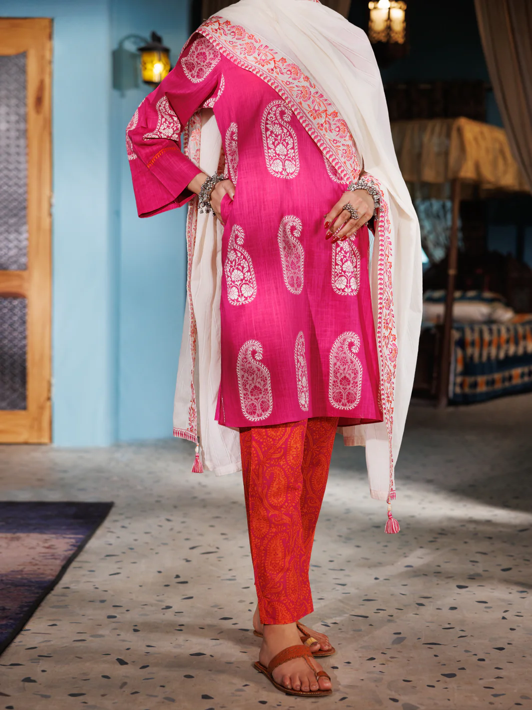 PINK COTTON DOBBY 3PC STITCHED | ALP-3PS-1920/S FB-1920A - Image 3
