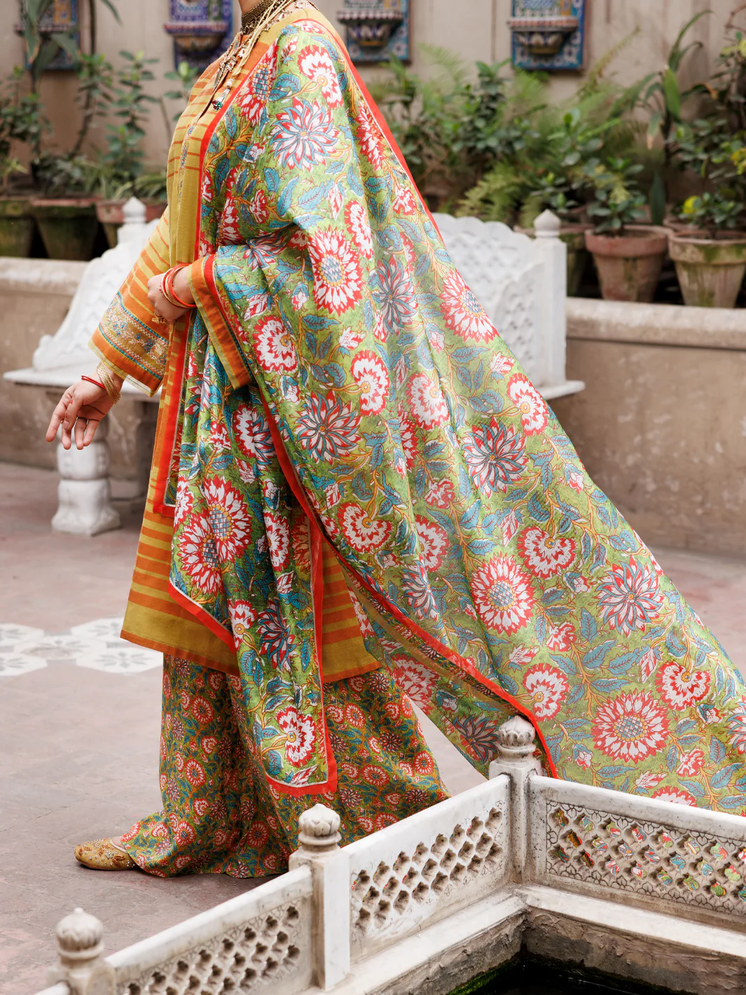 MEHNDI GREEN YARN DYED 3PC UNSTITCHED | ALP-3PS-1930 FB-1930A - Image 4