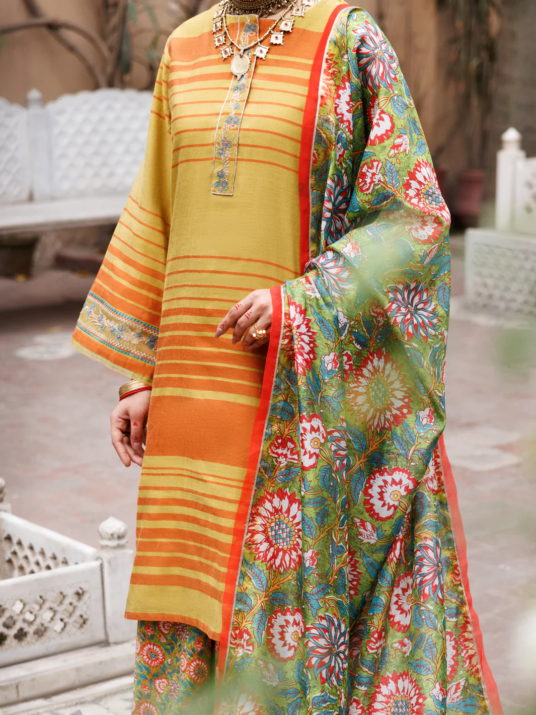 MEHNDI GREEN YARN DYED 3PC STITCHED | ALP-3PS-1930/S FB-1930A - Image 5