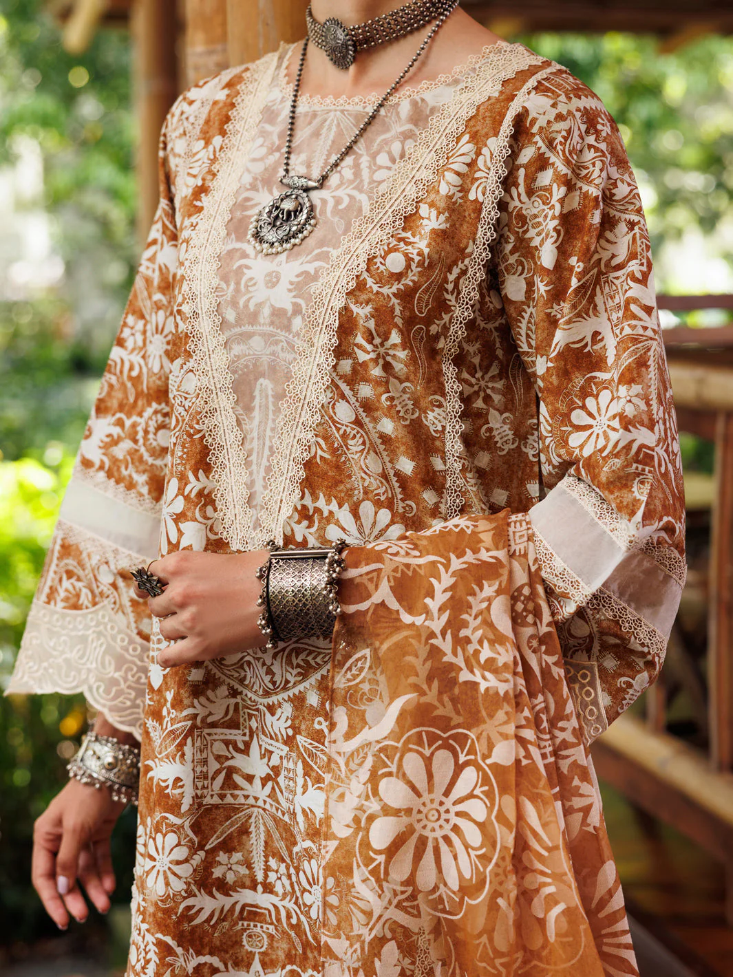 LIGHT BROWN CAMBRIC 3PC UNSTITCHED | ALP-3PS-1988 FB-1988A - Image 3