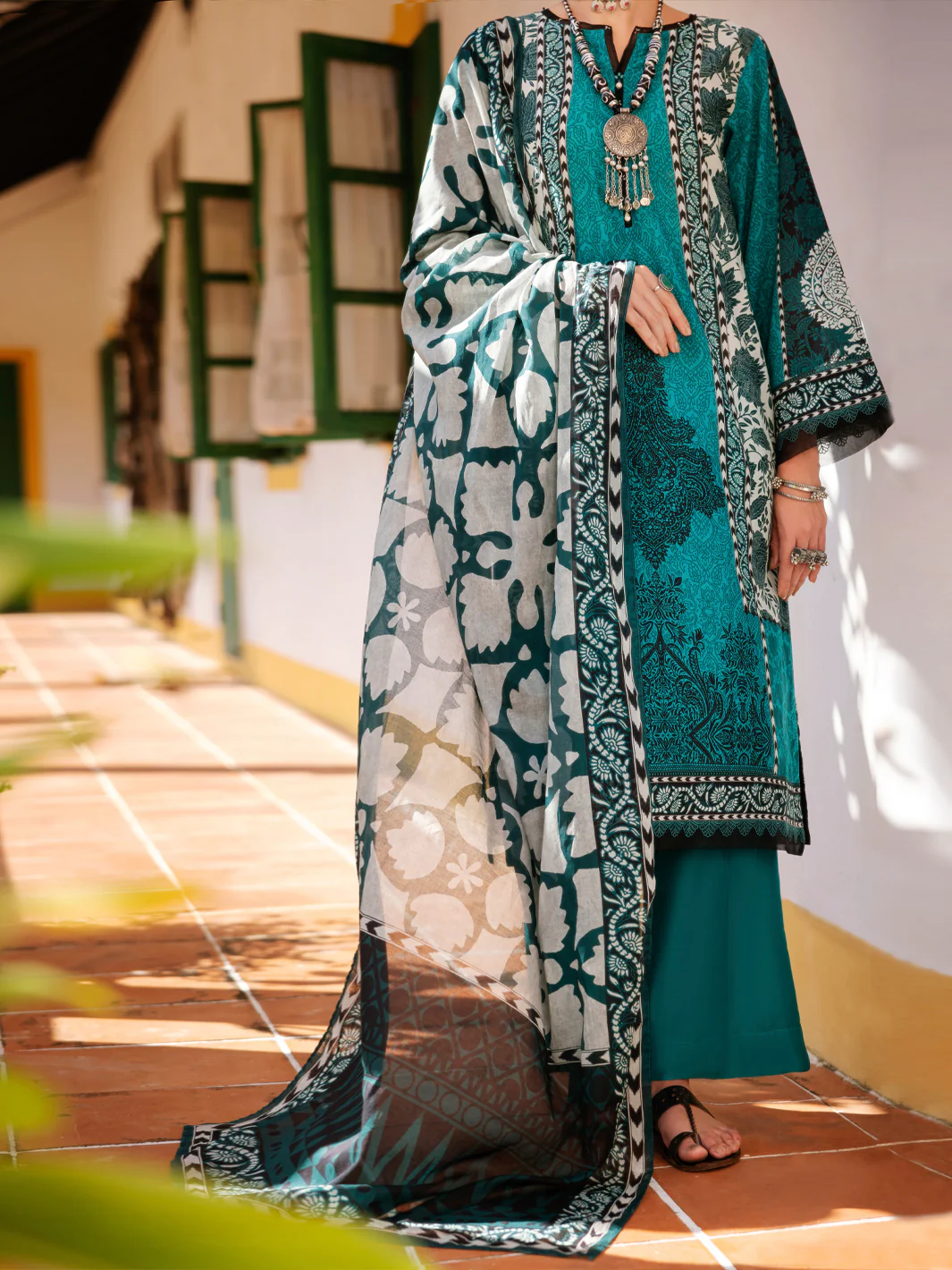 SEA GREEN LAWN 3PC UNSTITCHED | ALP-3PS-1996 FB-1996A