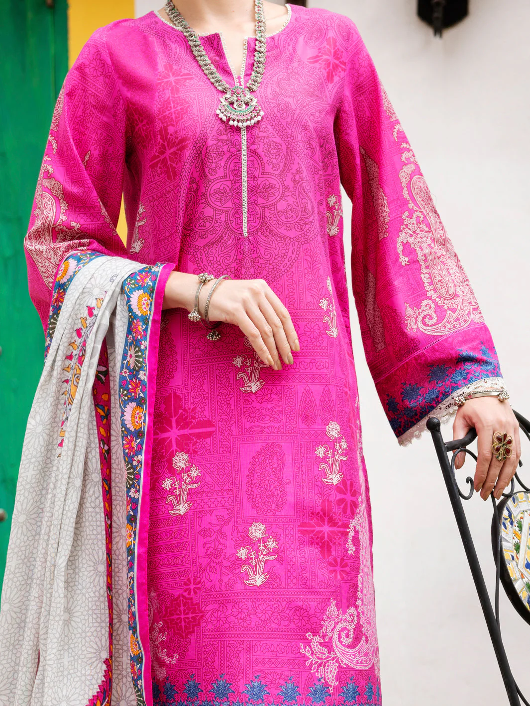 PINK LAWN 3PC UNSTITCHED | ALP-3PS-2000 FB-2000A - Image 3