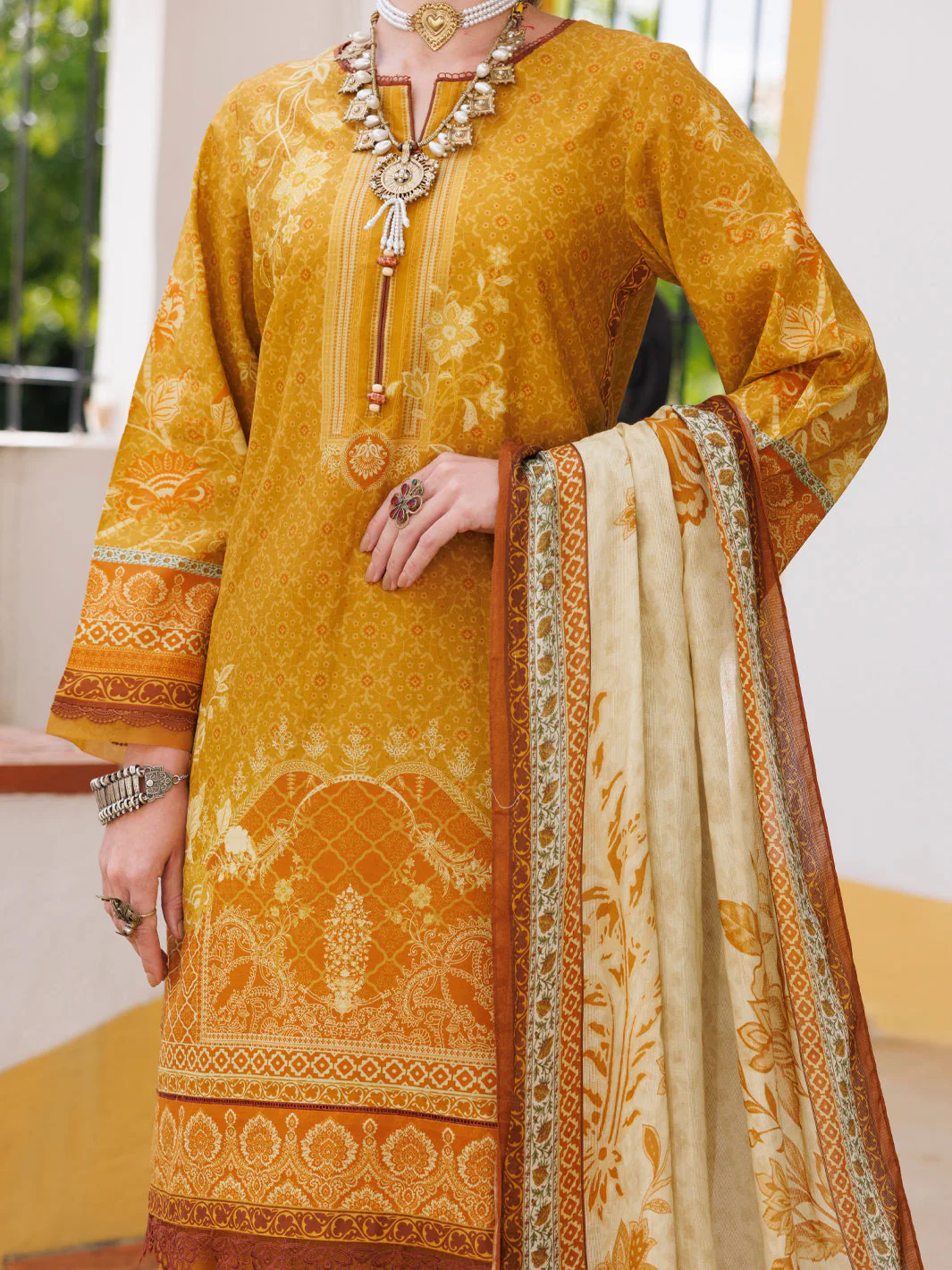 MUSTARD LAWN 3PC UNSTITCHED | ALP-3PS-2001 FB-2001A - Image 3