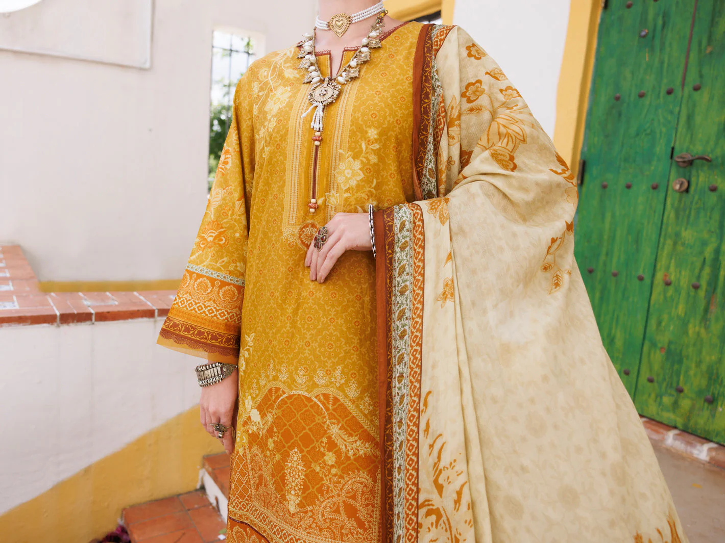 MUSTARD LAWN 3PC UNSTITCHED | ALP-3PS-2001 FB-2001A - Image 4