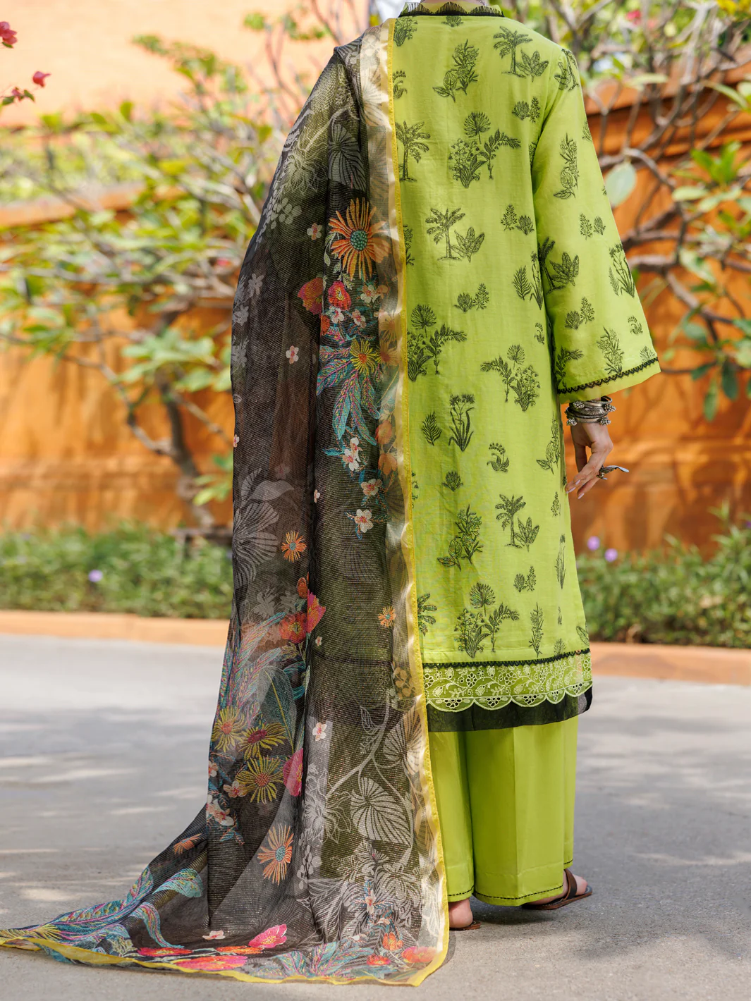 LIME GREEN JACQUARD 3PC UNSTITCHED | ALP-3PS-2010 FB-2010A - Image 2