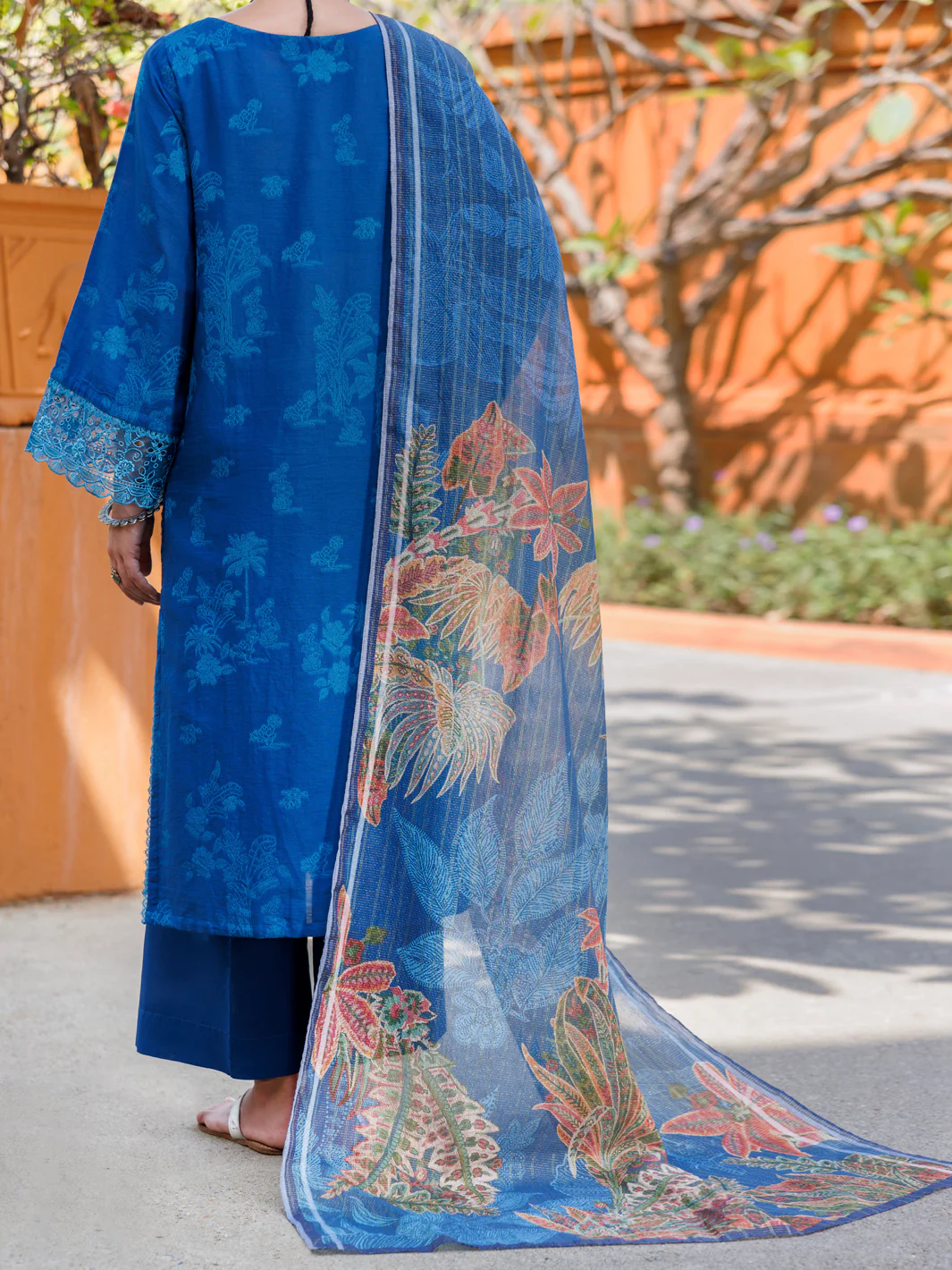 BLUE JACQUARD 3PC UNSTITCHED | ALP-3PS-2011 FB-2011A - Image 2