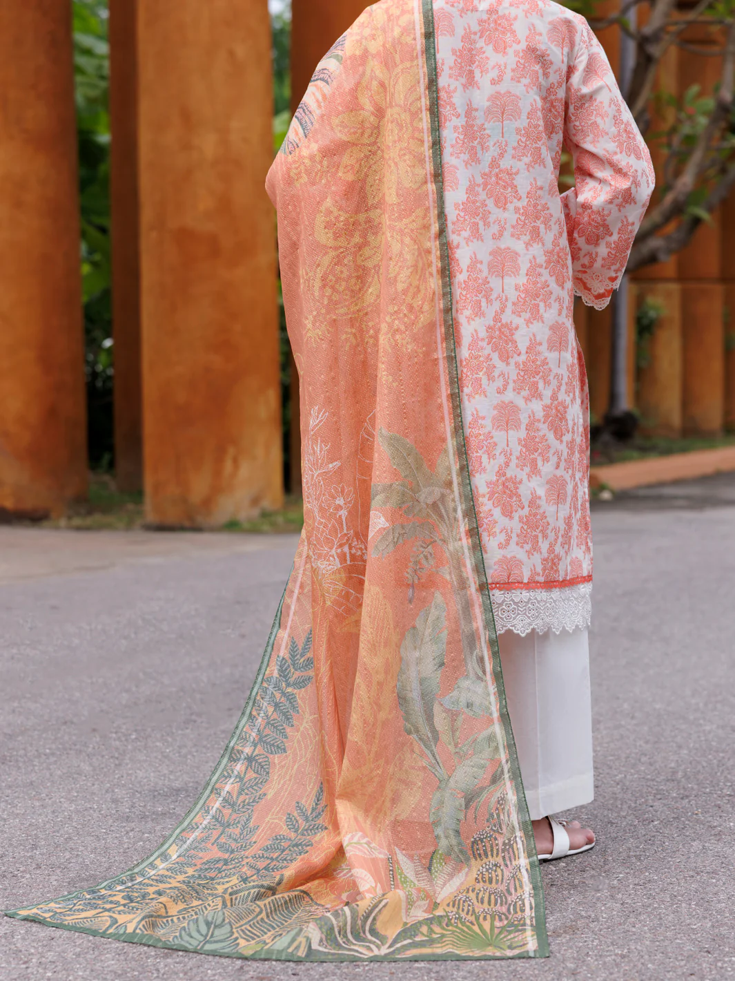 PEACH JACQUARD 3PC UNSTITCHED | ALP-3PS-2013 FB-2013A - Image 2