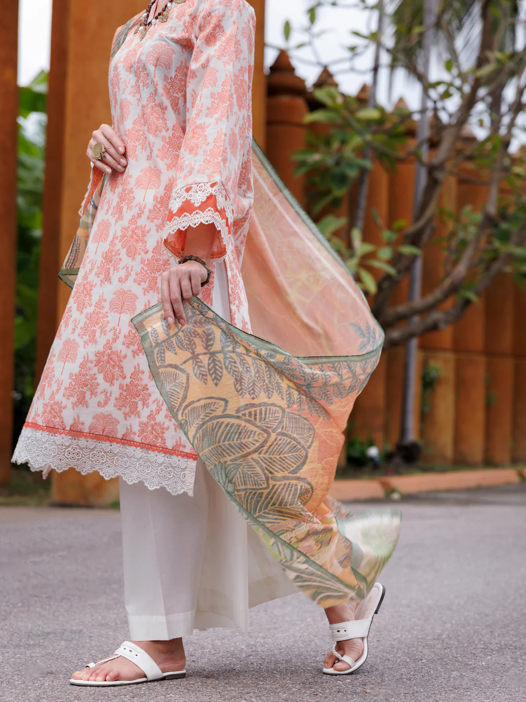 PEACH JACQUARD 3PC UNSTITCHED | ALP-3PS-2013 FB-2013A - Image 3